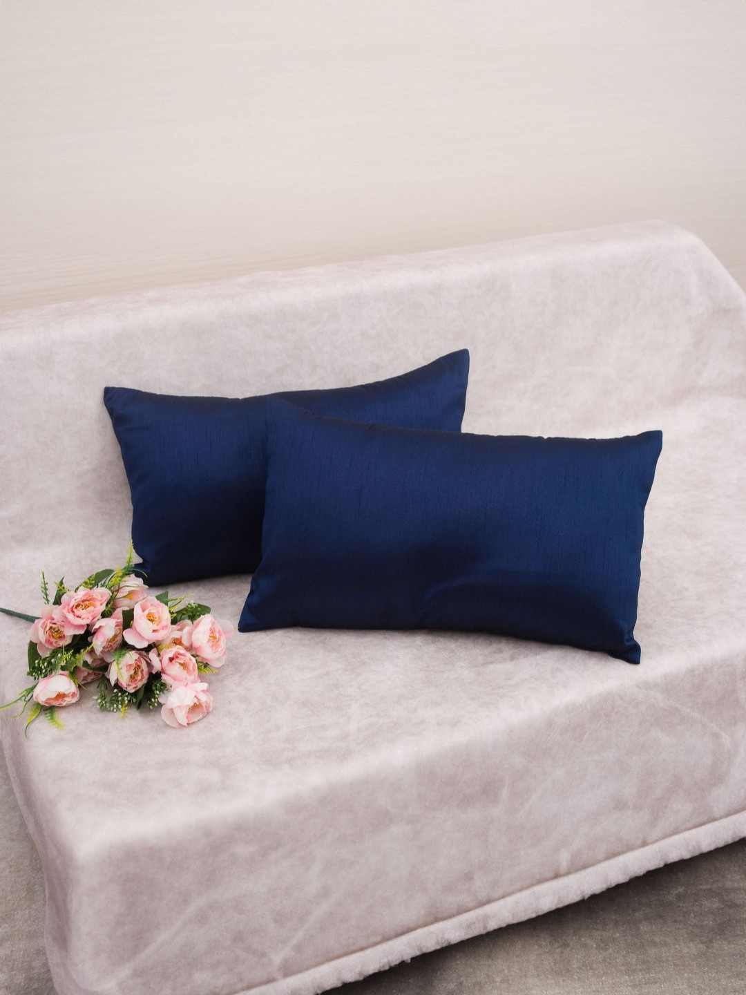RoyalDeco Navy Blue Set of 2 Rectangle Cushion Covers