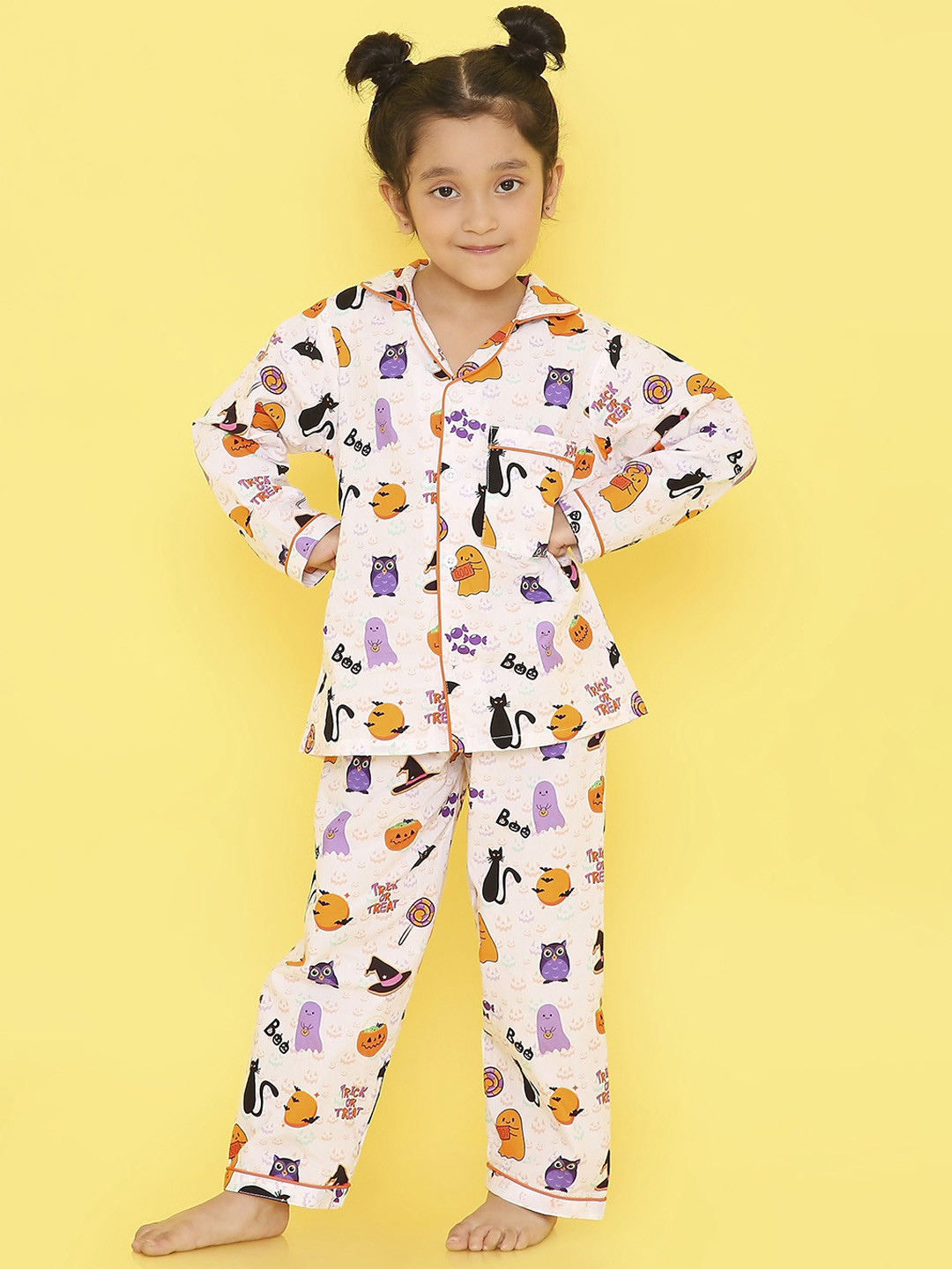 Knitting Doodles Kids Pure Cotton Printed Night suit