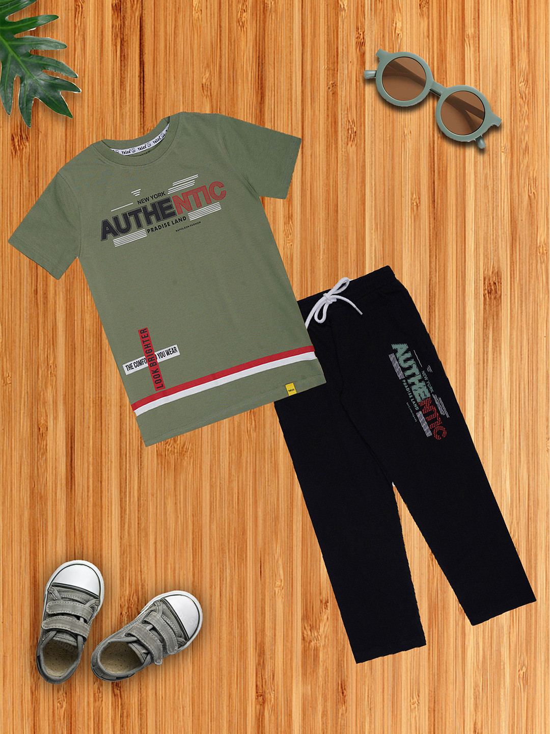 YALZZ Boys Printed T-shirt with Trousers