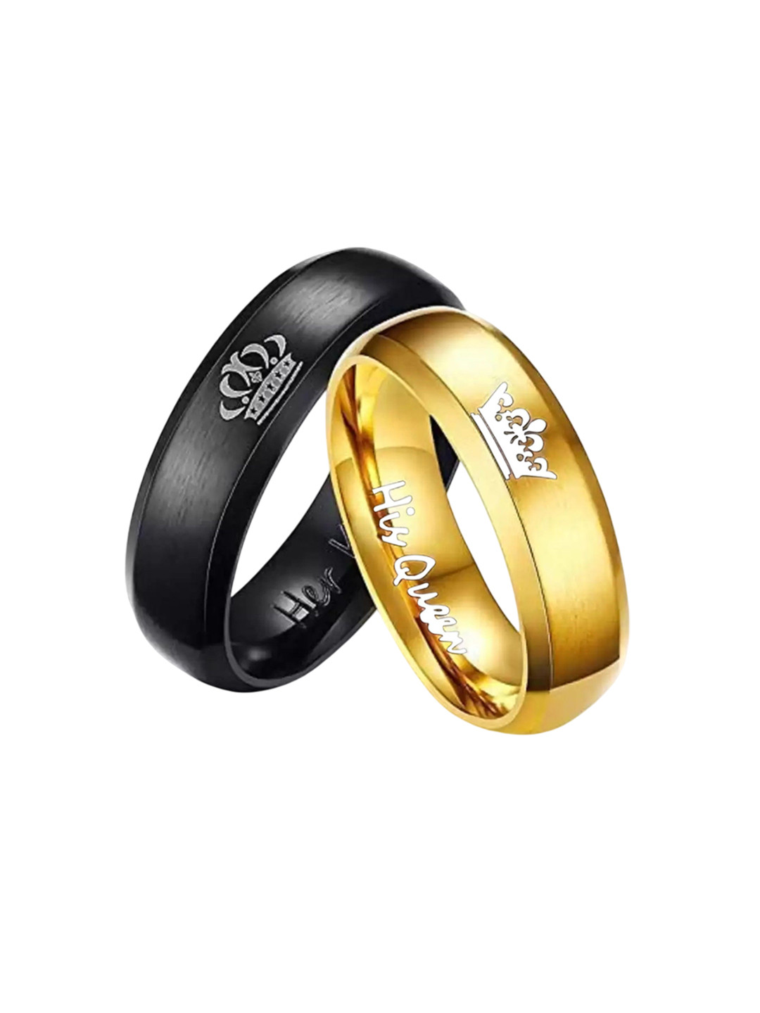 Lila Unisex Set Of 2 Stainless Steel King Queen Finger Ring