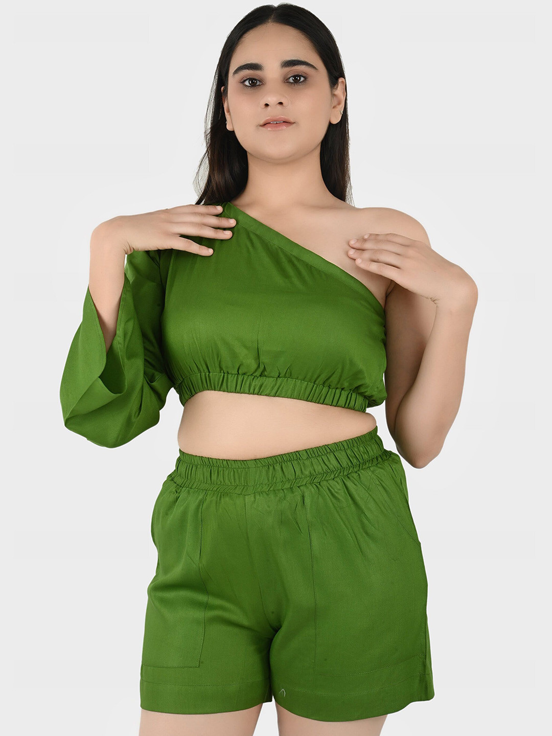 Blissence Women One-Shoulder & Shorts Swimwear Cover-up Set