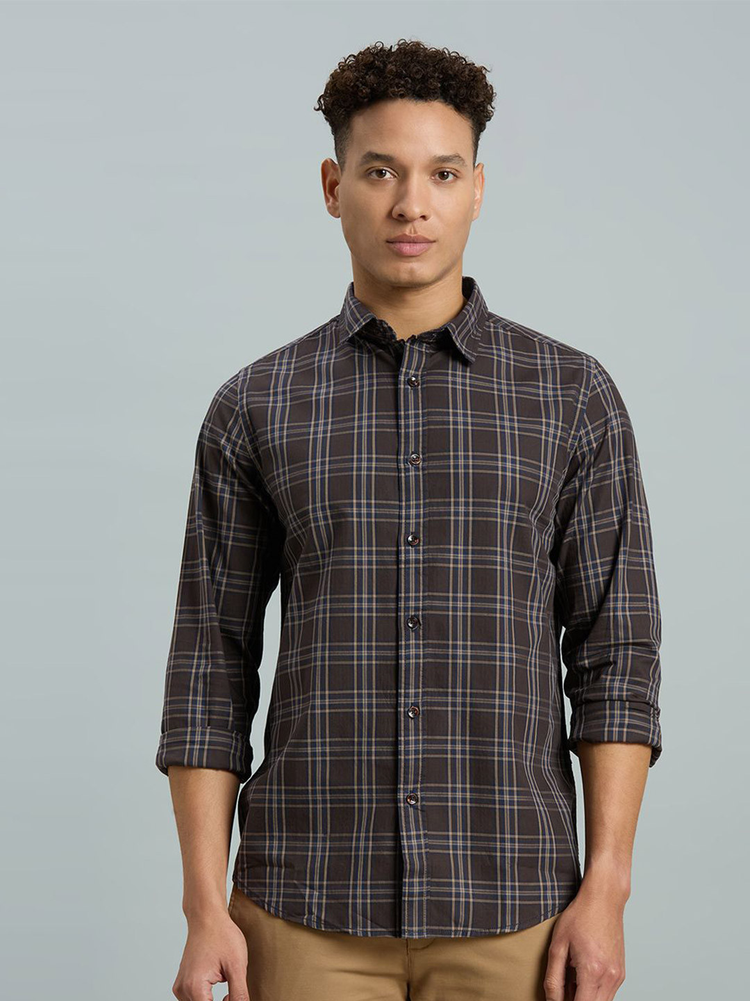 Reid & Taylor Men Slim Fit Tartan Checks Opaque Checked Casual Shirt