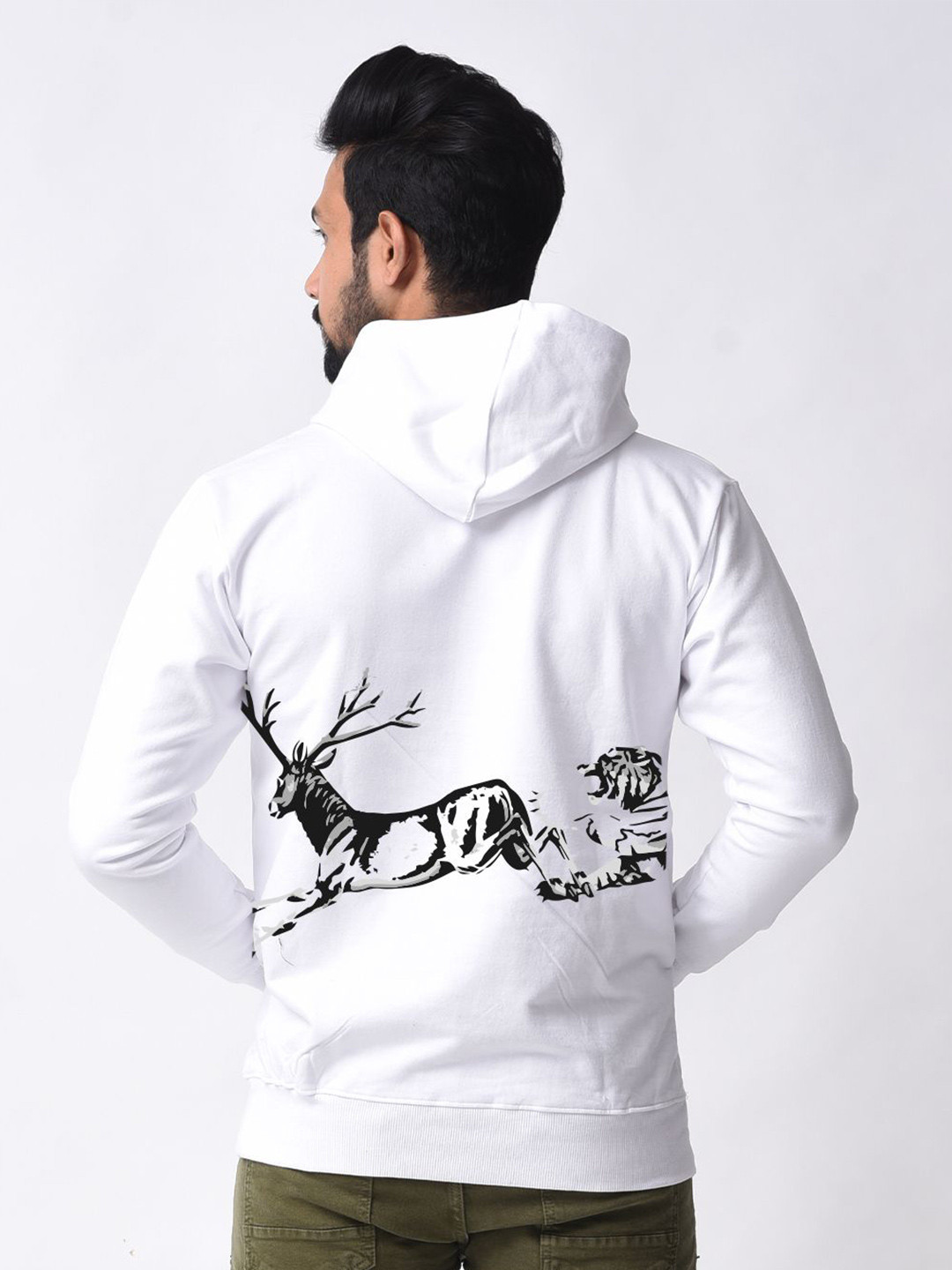 Bloopers Store Men Typography Printed Long Sleeves Hooded Cotton Sweatshirt