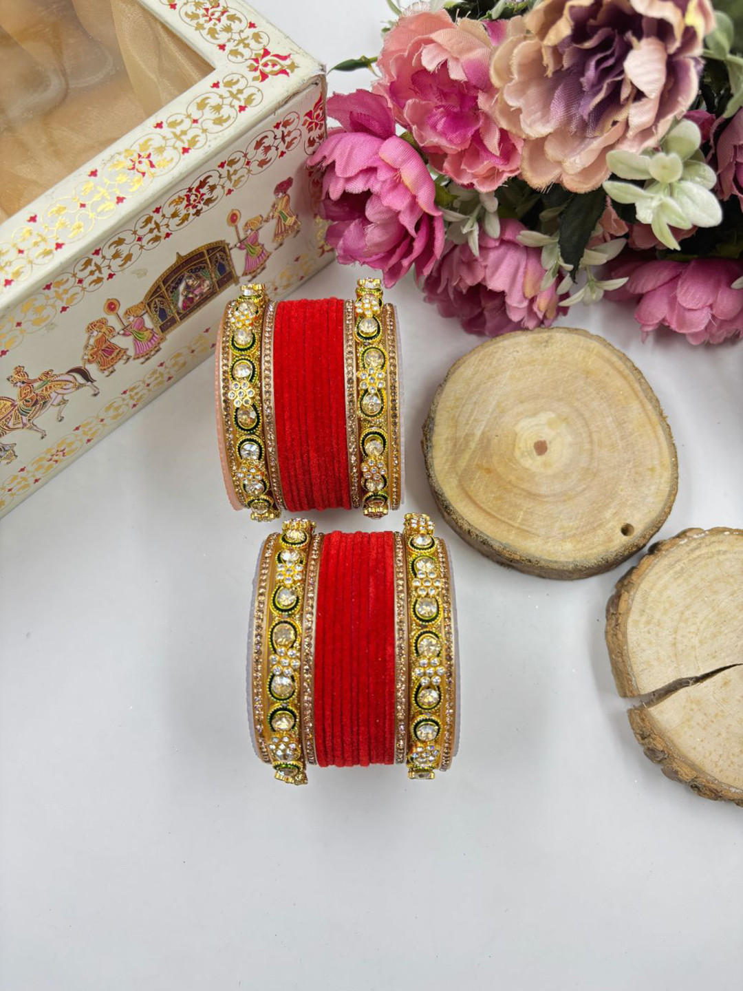 Wedding Chuda by Hitesh Set Of 30 Stone Studded Bangles
