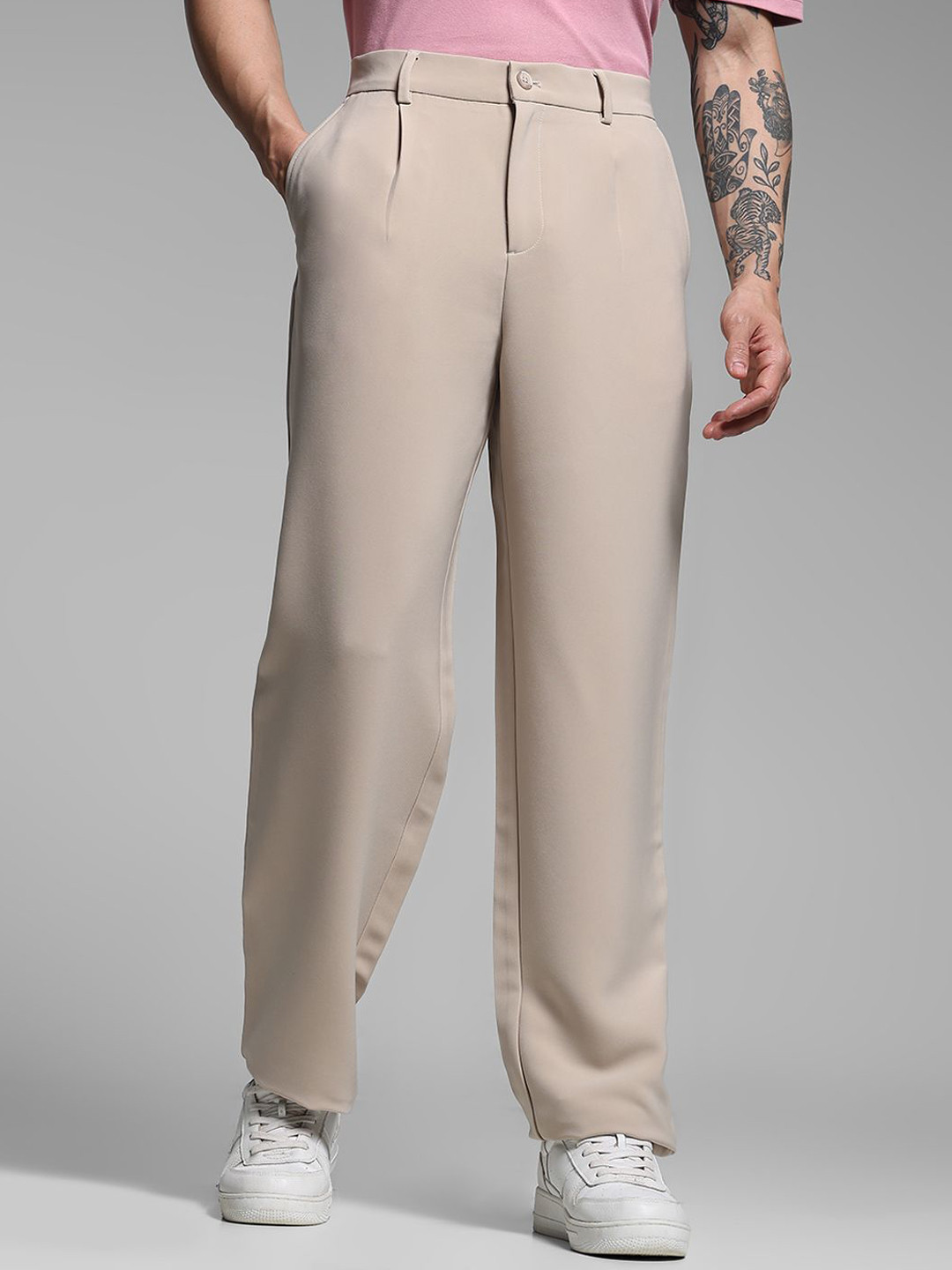 Jack & Jones Men Loose Fit High-Rise Regular Trousers