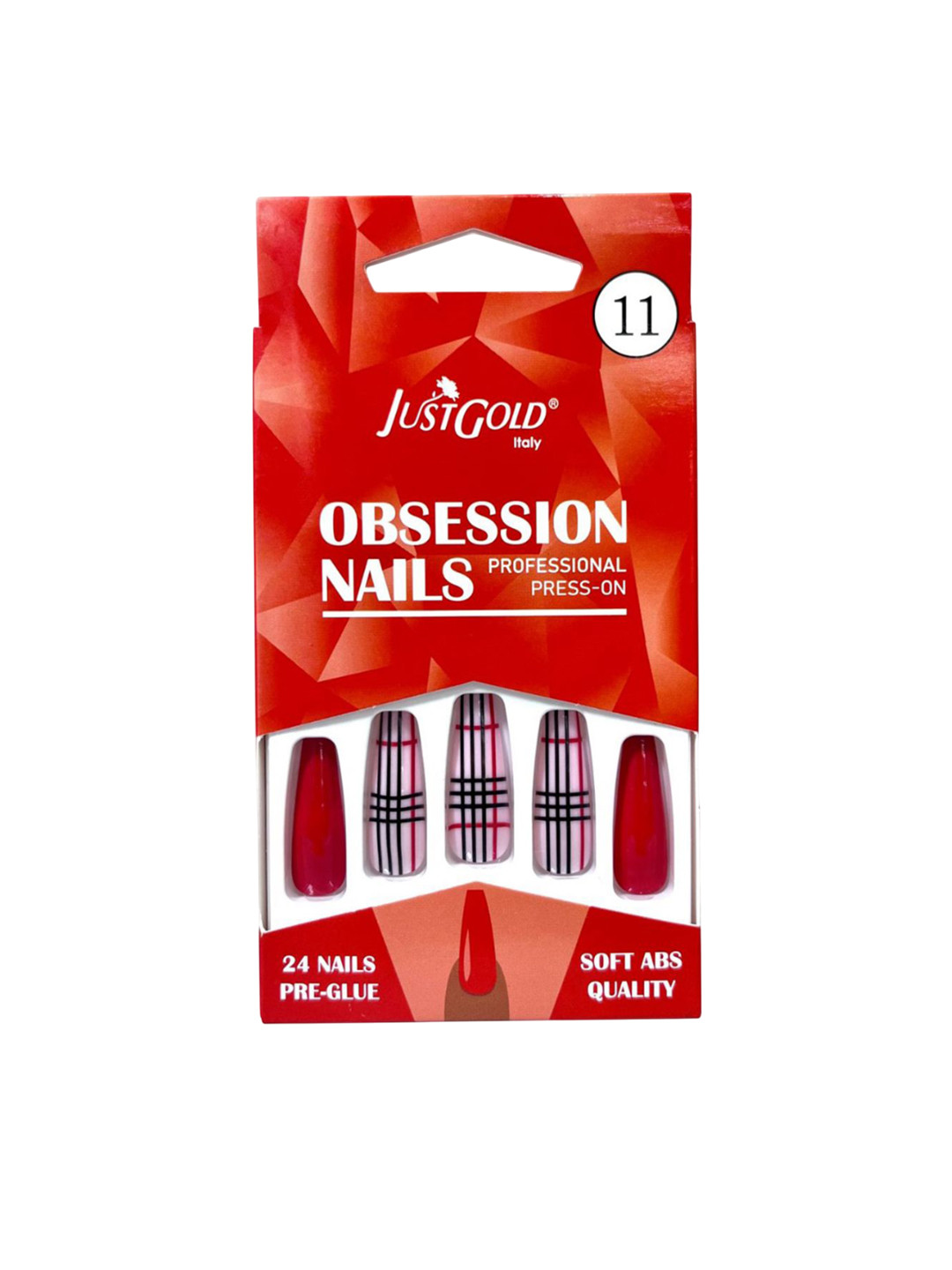 JUSTGOLD Professional Obsession Set Of 24 Press On Pre Glued Waterproof Nails - Shade 11