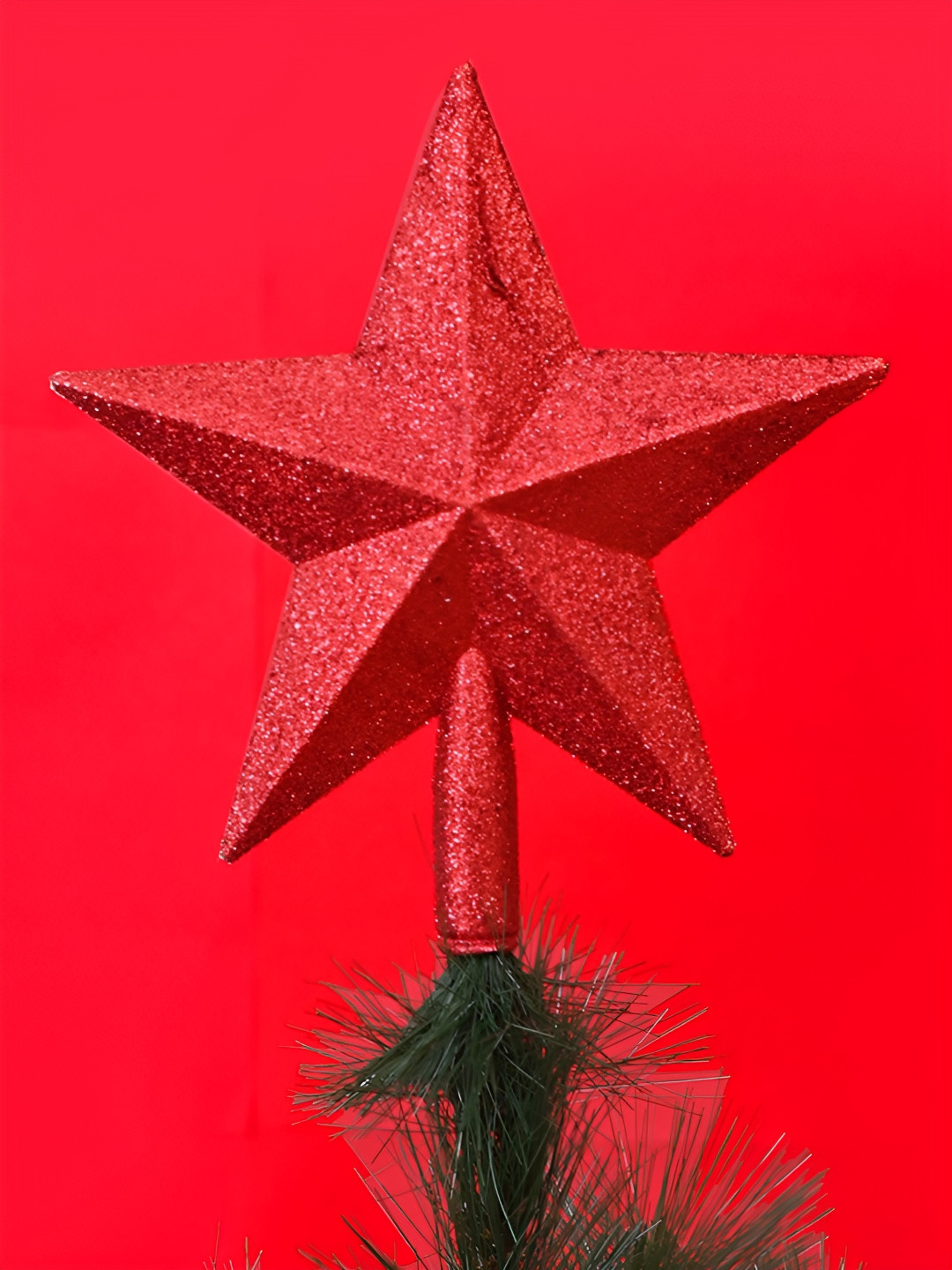 TAYHAA 2-Pcs Red Shimmer Star Topper