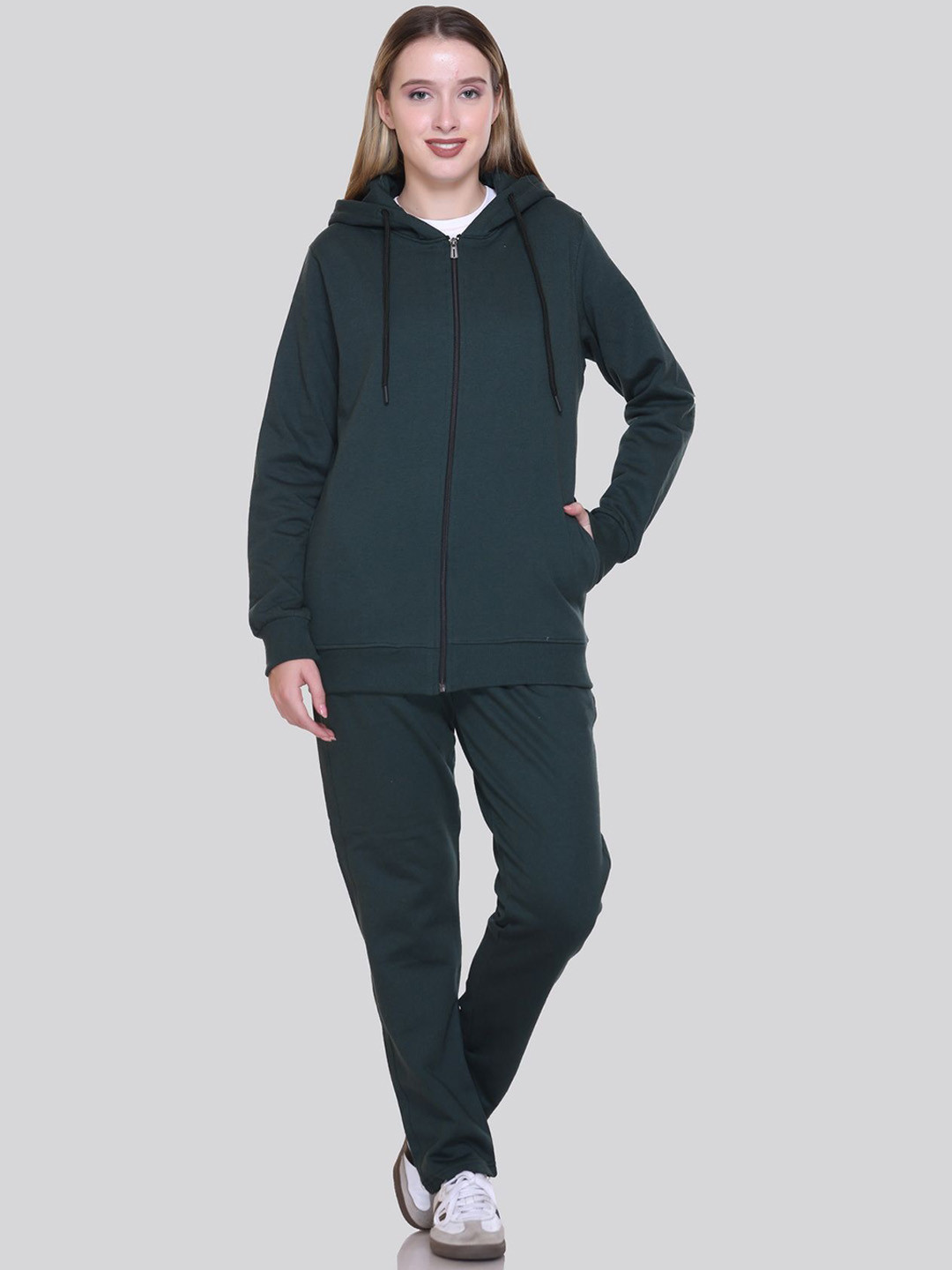 ELPIDA Women Zippered Long Sleeves Hooded Tracksuit