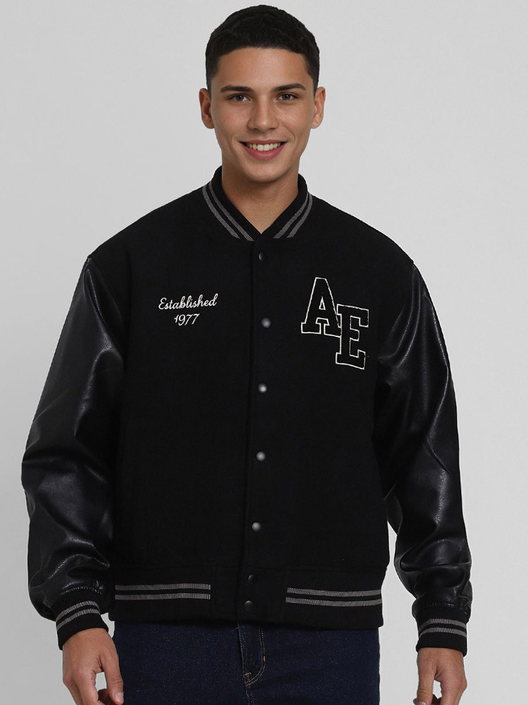 AMERICAN EAGLE OUTFITTERS Men Bomber with Patchwork Jacket