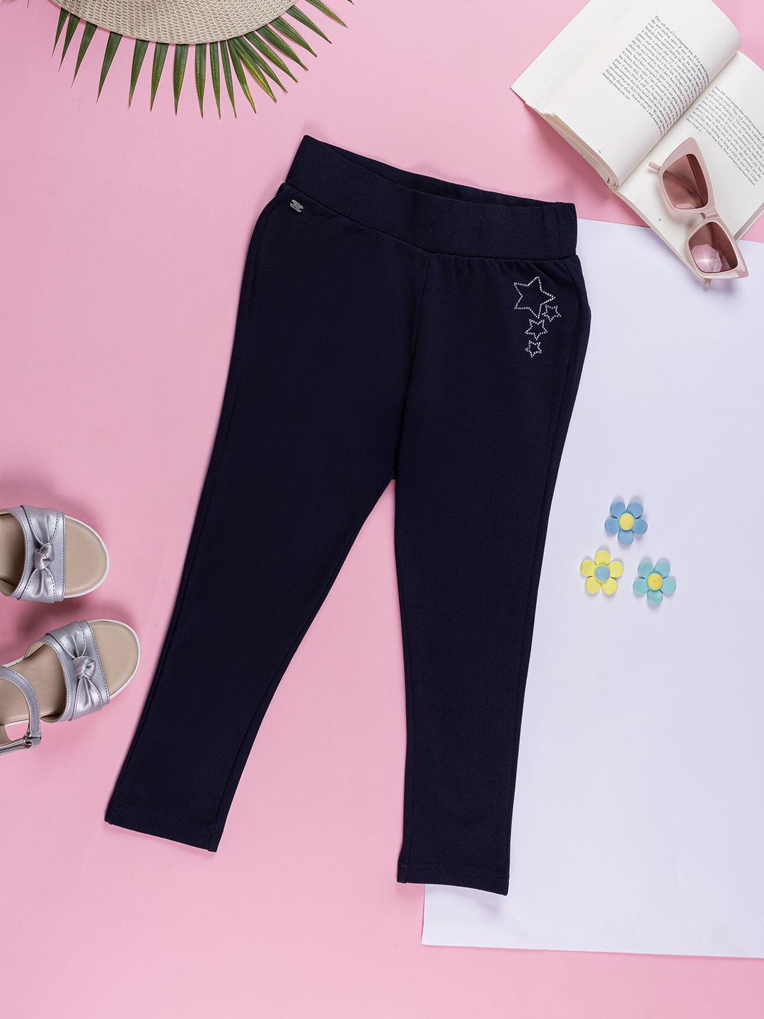 Purple United Kids Girls Cotton Slim Fit Jeggings