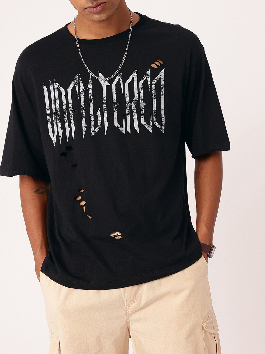 Kook N Keech Fish Eye Cut-Outs Printed Relaxed Fit T-shirt