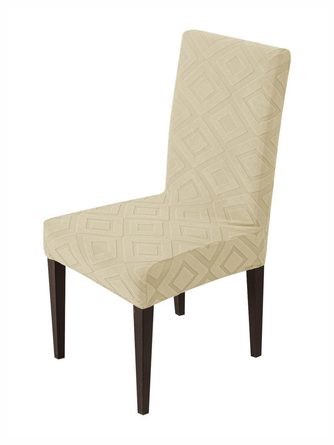 HOUSE OF QUIRK Beige Diamond Texture Removable & Washable Chair Covers