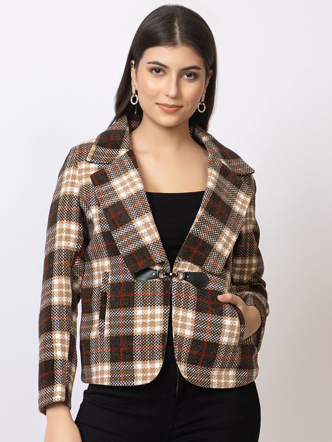 GFO Checked Single-Breasted Winter Blazers