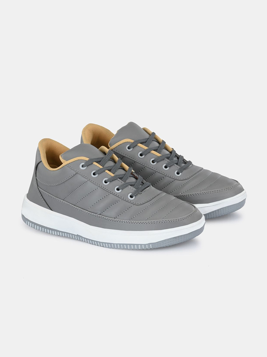 LeatherKraft Men Round Toe Lace-Up Sneakers