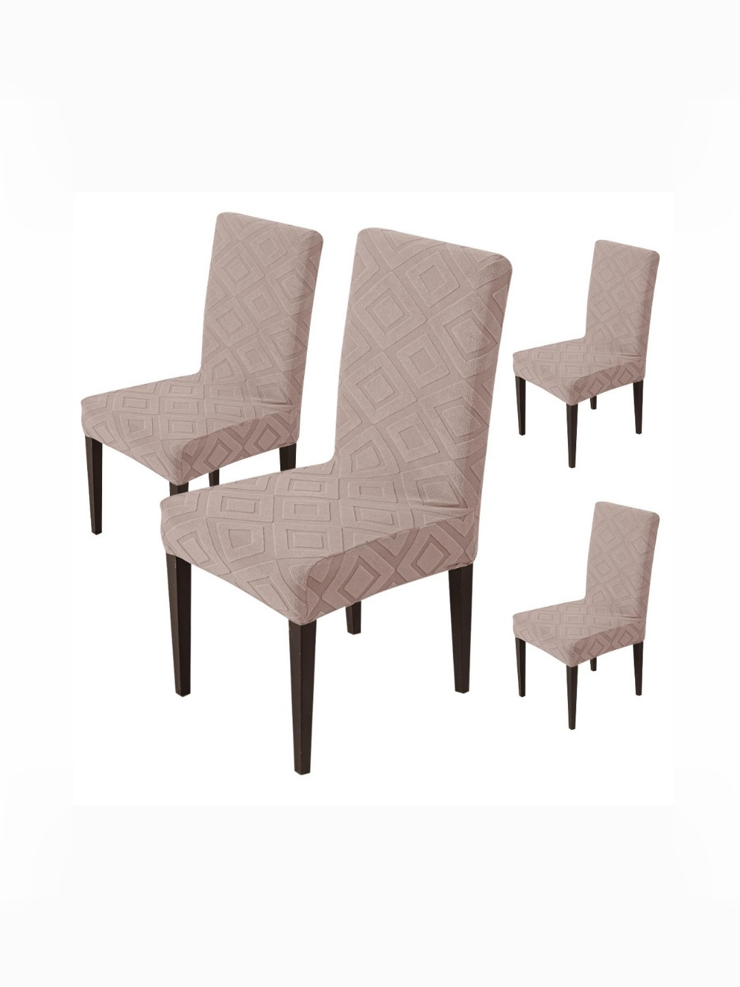 HOUSE OF QUIRK Set Of 4 Pink Diamond Texture Removable & Washable Chair Covers