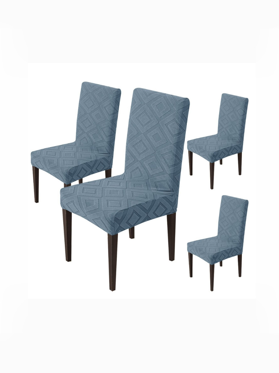 HOUSE OF QUIRK Pack Of 4 Blue Washable Chair Covers