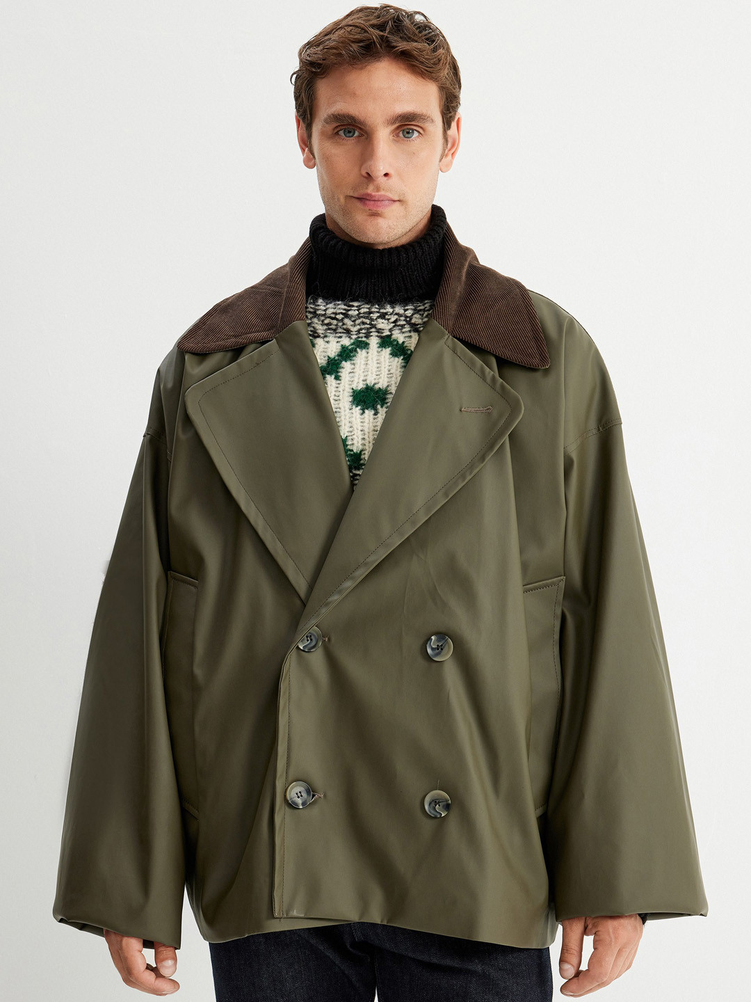 Koton Men Camouflage Checked Longline Parka Jacket