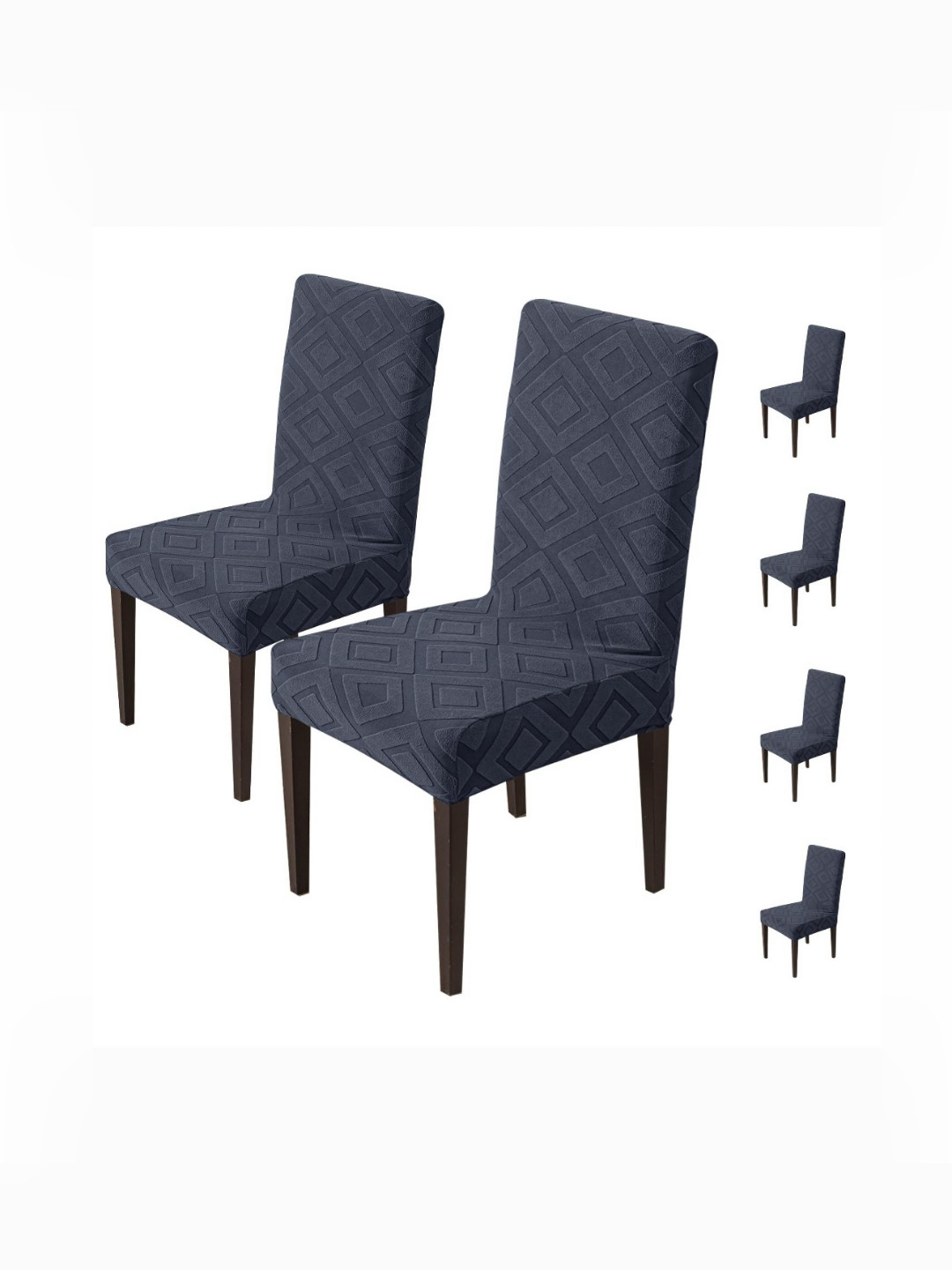 HOUSE OF QUIRK 6-Pcs Charcoal Texture 220 GSM Chair Cover