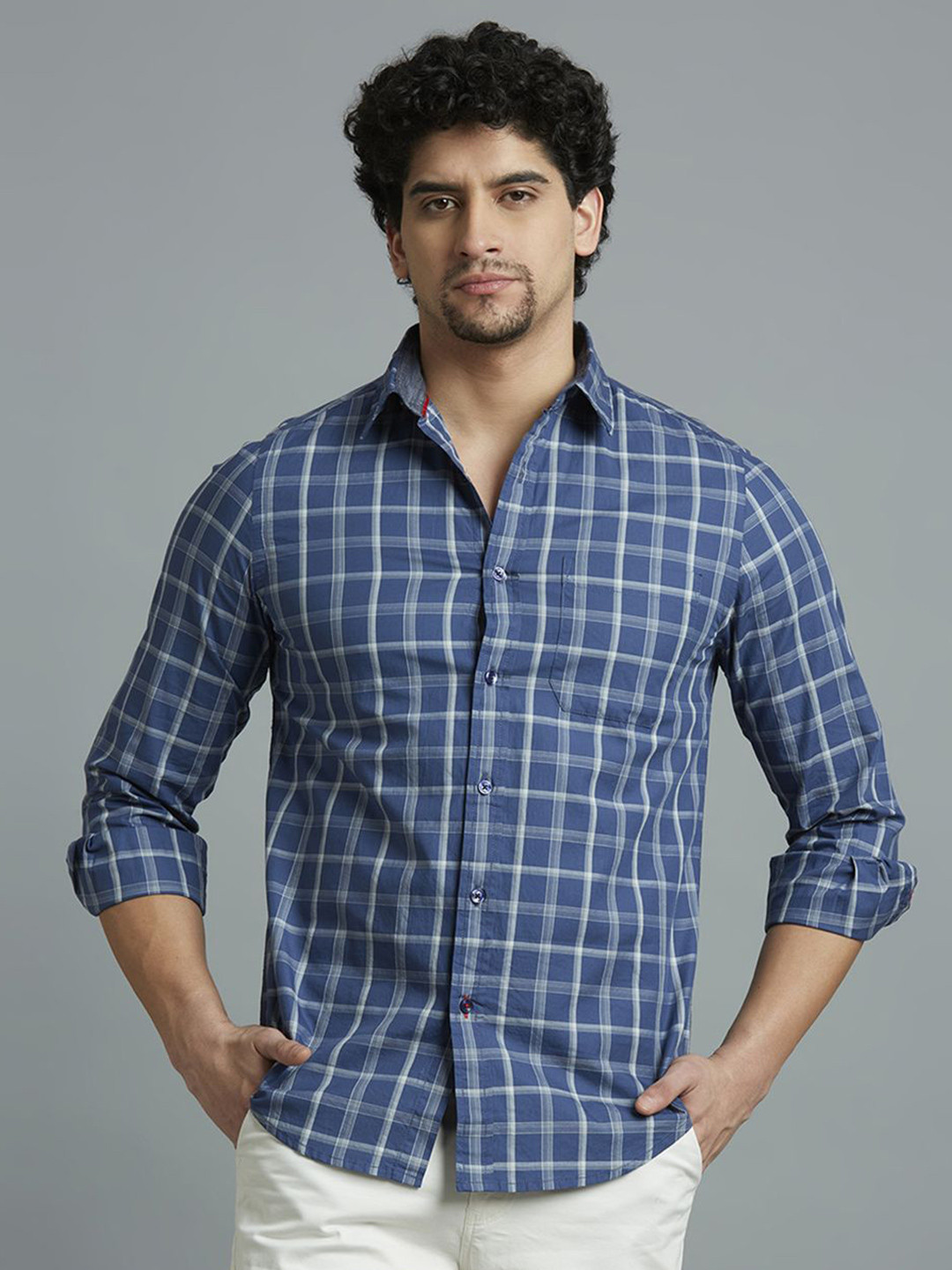 Reid & Taylor Men Slim Fit Tartan Checks Opaque Checked Casual Shirt