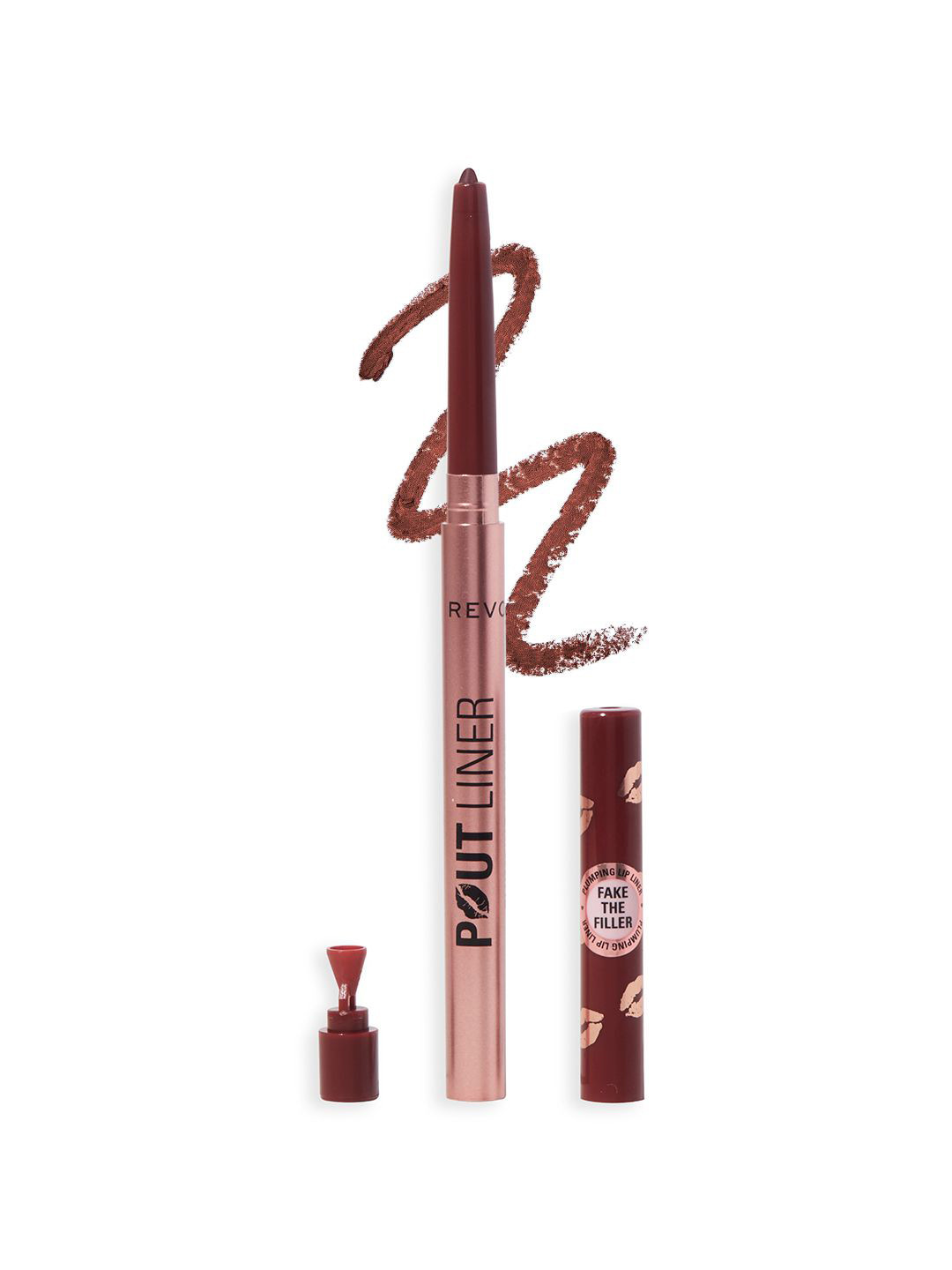Makeup Revolution London Pout Bomb Plumping Lip Liner with Sharpener - Cookie Warm Brown