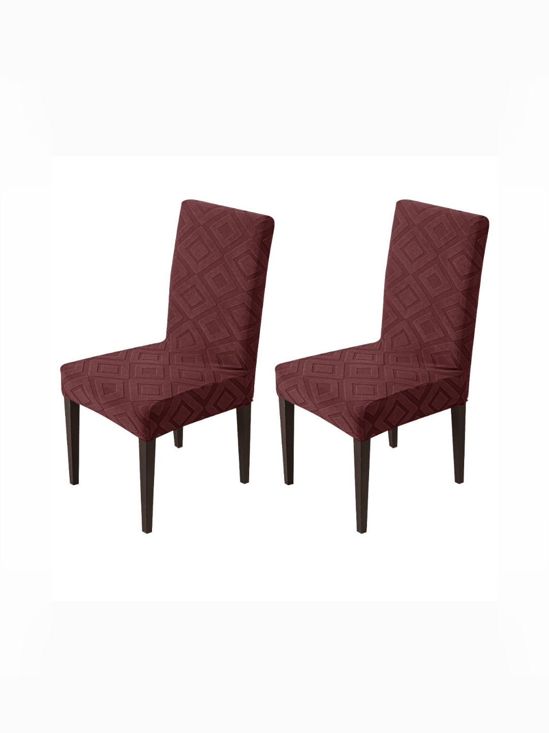 HOUSE OF QUIRK 2-Pcs Maroon Texture 220 GSM Chair Cover