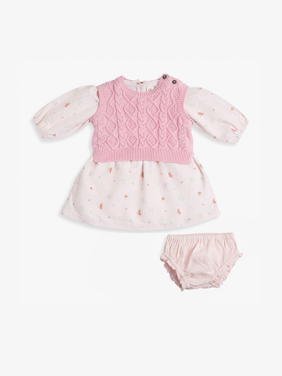 Ed-a-Mamma Baby Girls Floral Printed Puff Sleeve Fit & Flare Dress