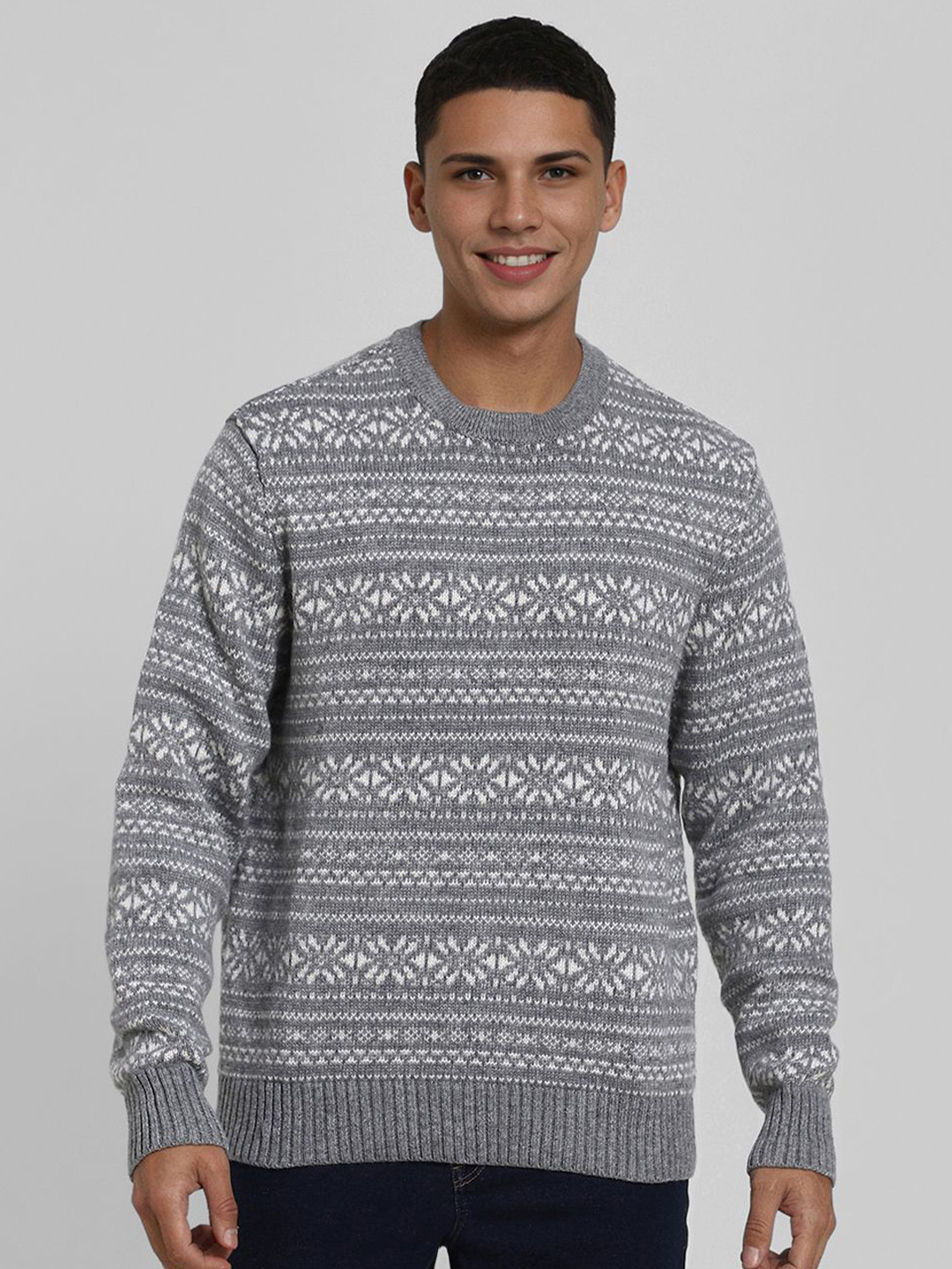 AMERICAN EAGLE OUTFITTERS Men Printed Fair Isle Pullover Sweater
