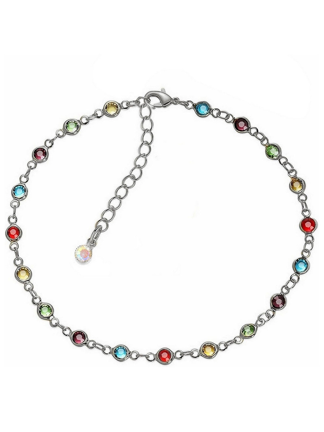 VAMA Women Crystals Handcrafted Silver-Plated Bangle-Style Bracelet