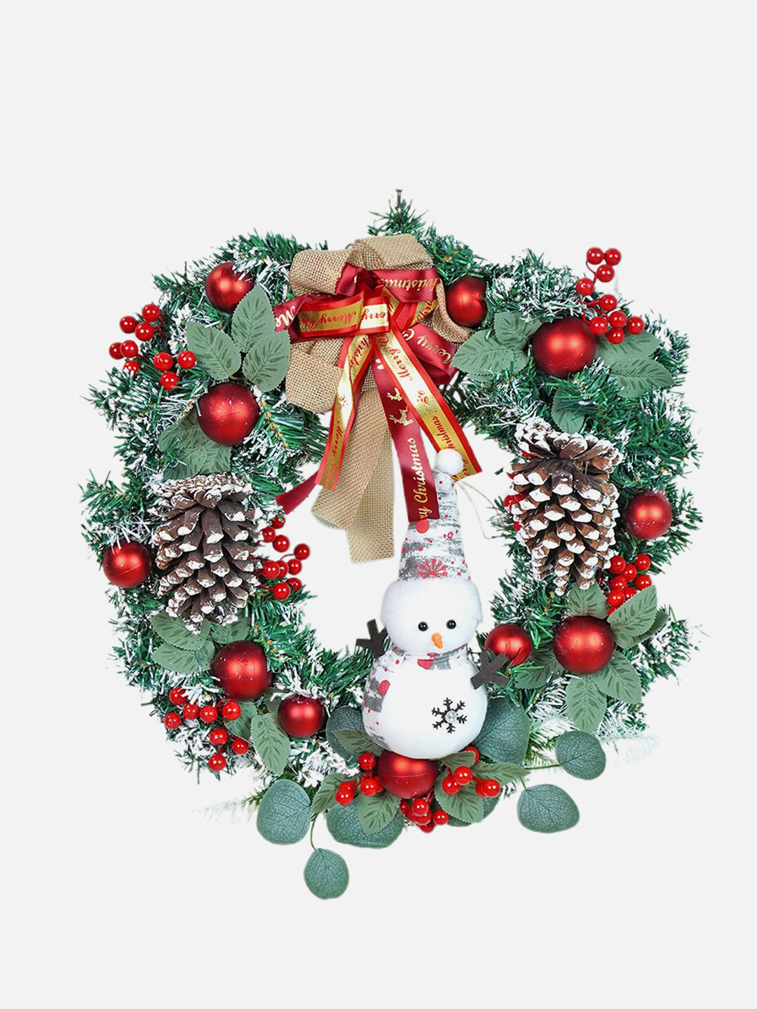 Little Surprise Box LLP Bow Snowman With Heavy Fillers Artificial Christmas Wreath
