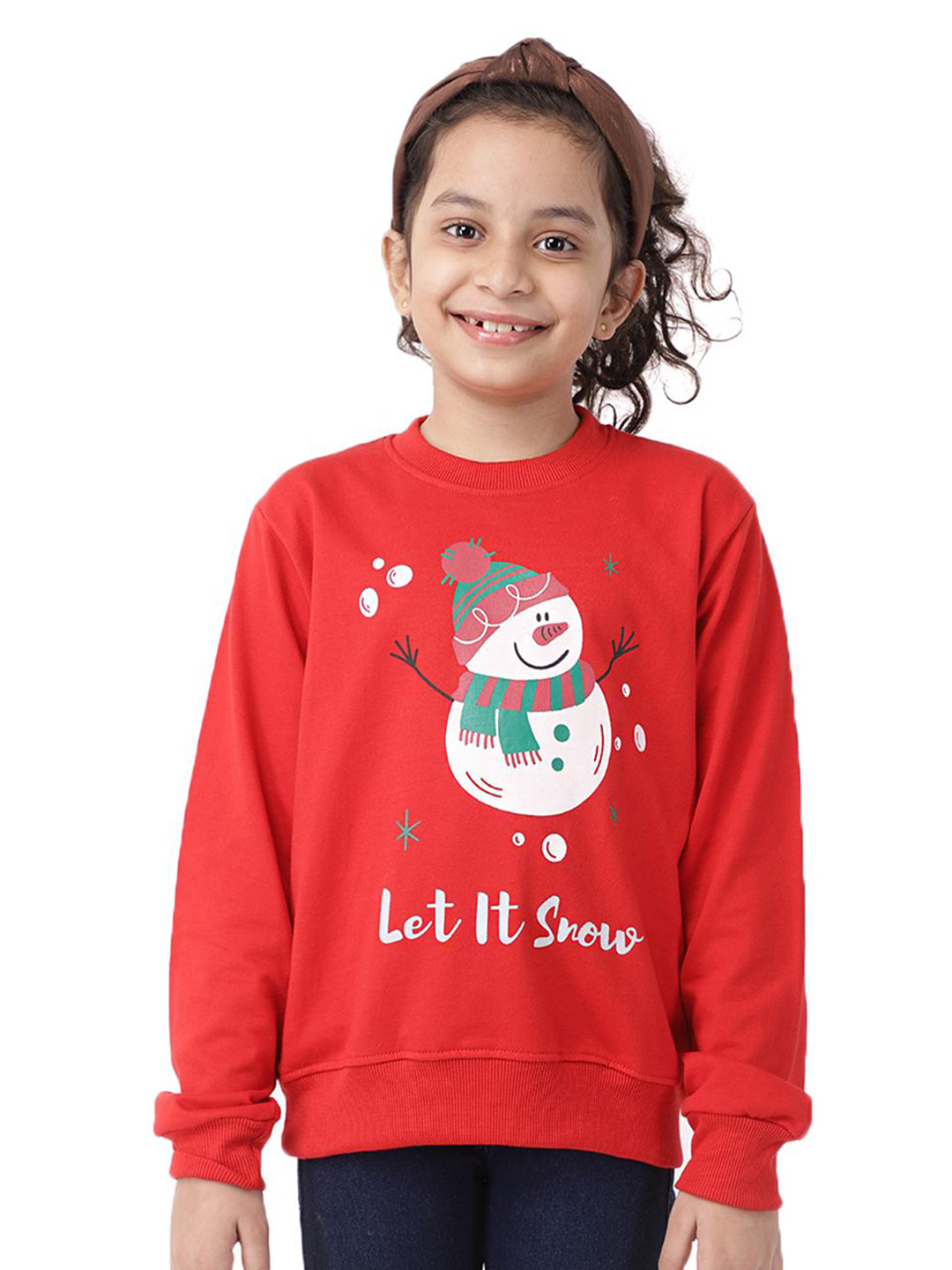 Ninos Dreams Girls Graphic Printed Round Neck Long Sleeves Christmas Sweatshirt