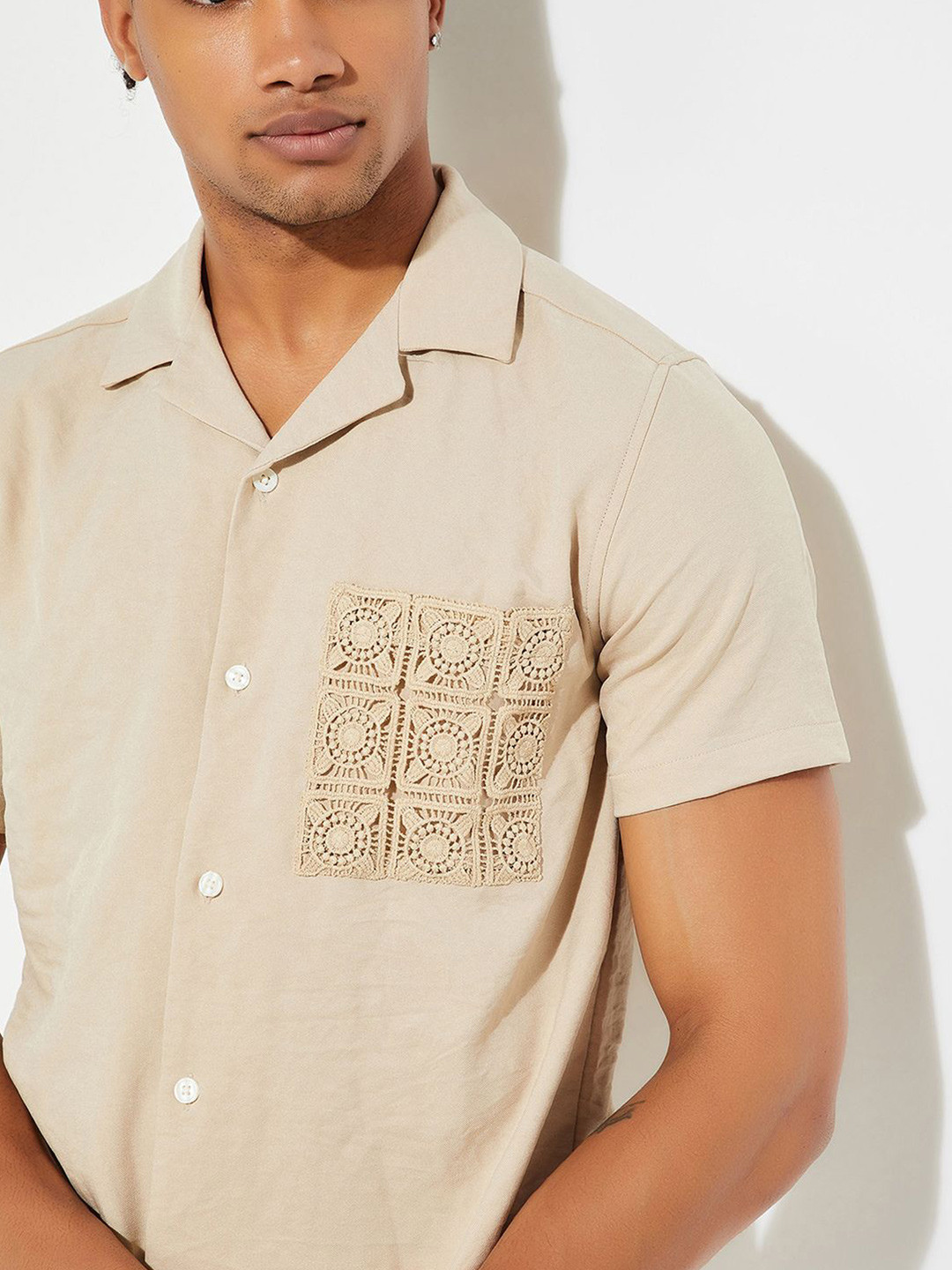 Max URB_N Men Resort Shirt with Crochet Pocket