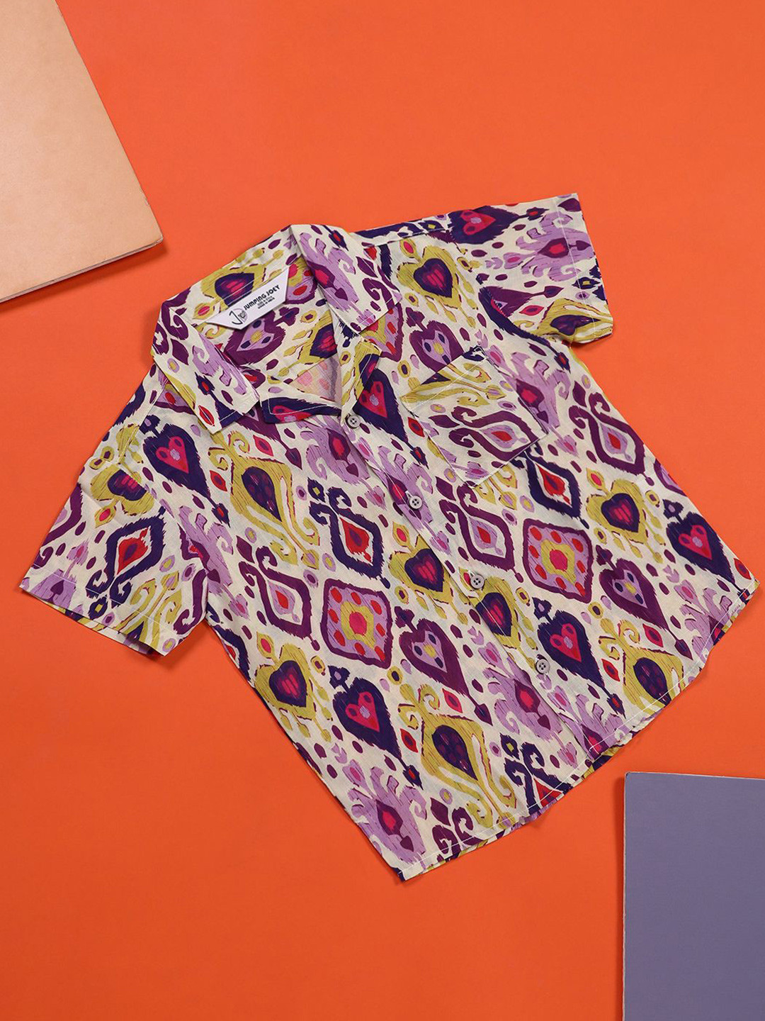 Jumping Joey Boys Comfort Spread Collar Ethnic Motifs Printed Cotton Casual Shirt