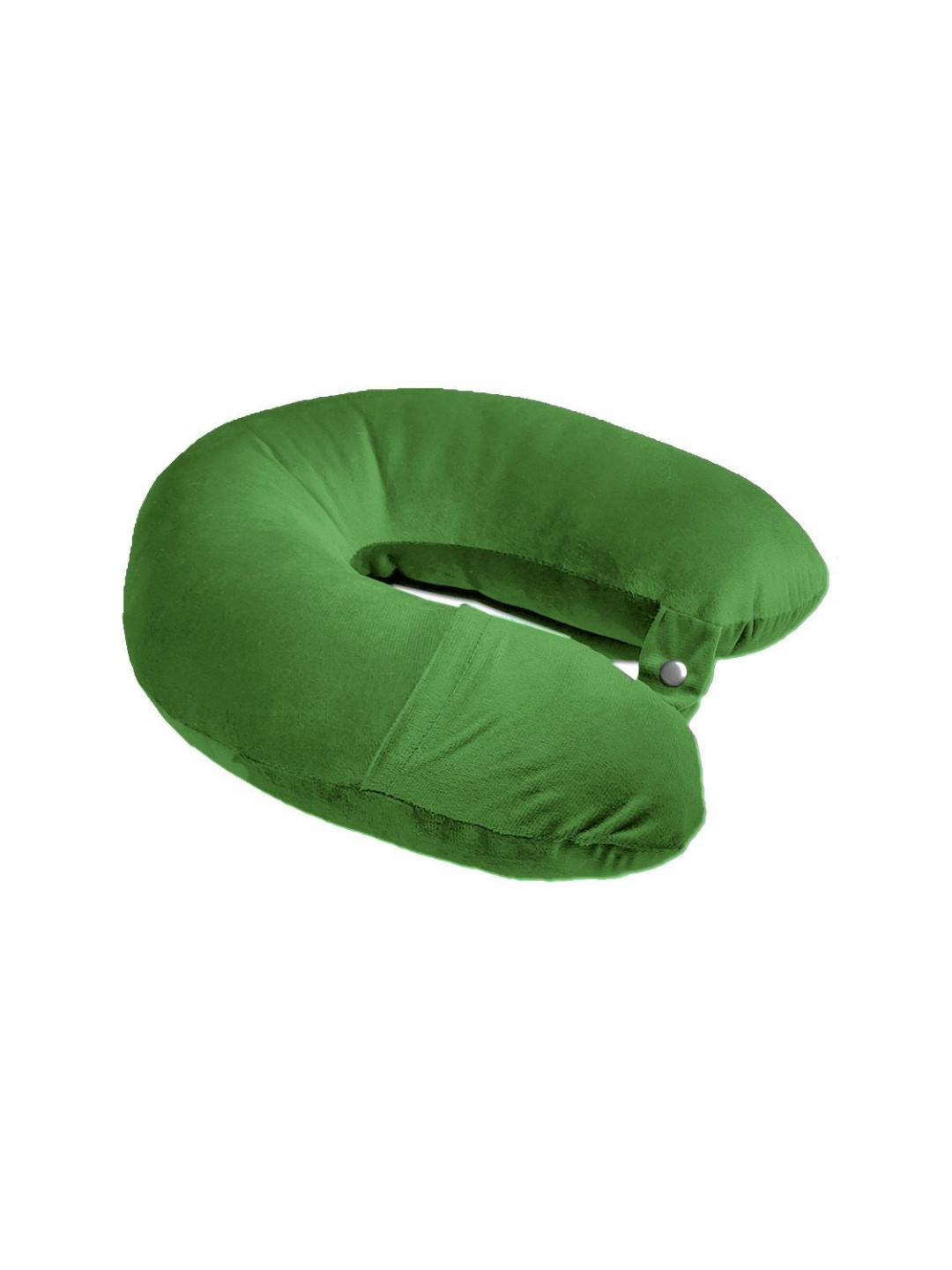 ANA Green Solid Faux Velvet Lightweight Firm Fibre Travel Pillow-22 x 10 x 22 cm