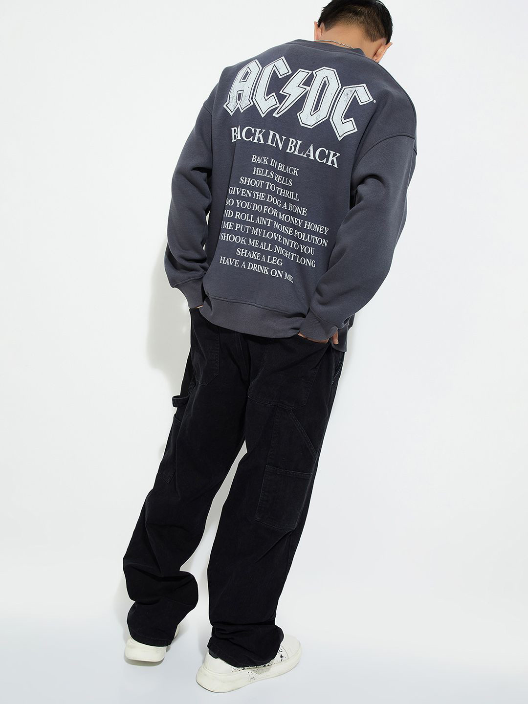 Max URB_N Men Oversized AC/DC Printed Sweatshirt