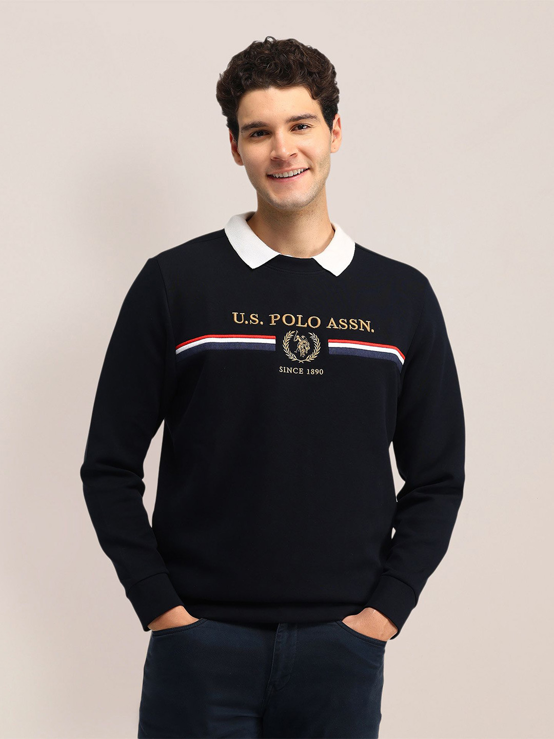 U.S. Polo Assn. Men Brand Logo Printed Cotton polo verse Sweatshirt