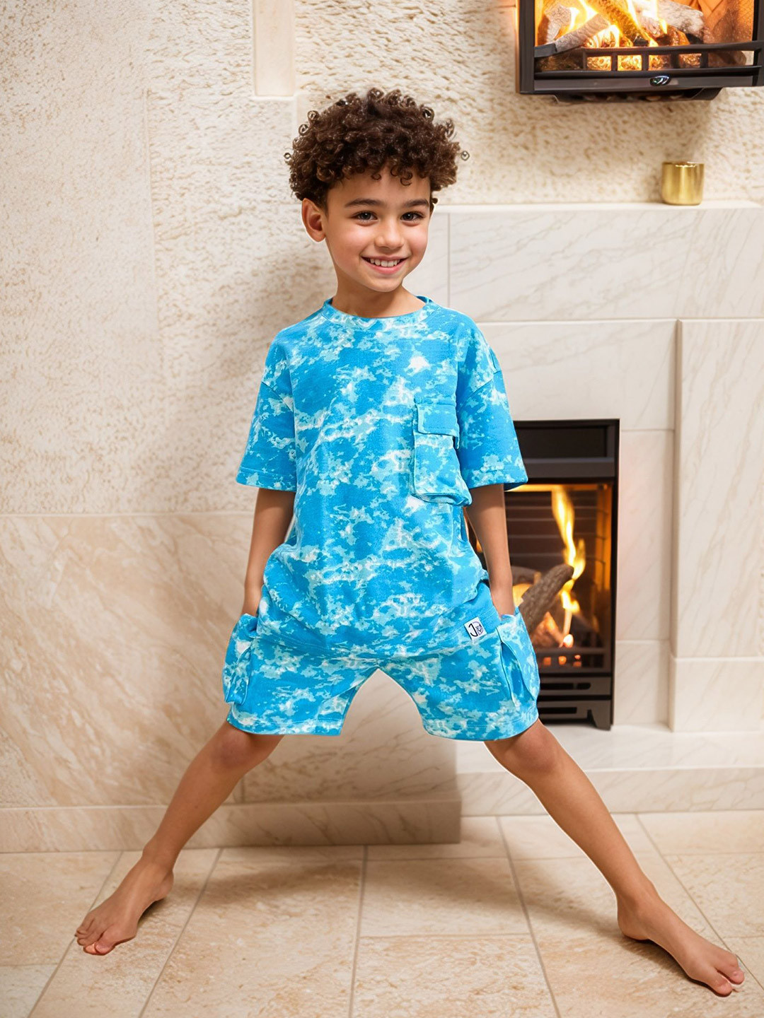 Jumping Joey Boys Printed Pure Cotton T-shirt with Shorts
