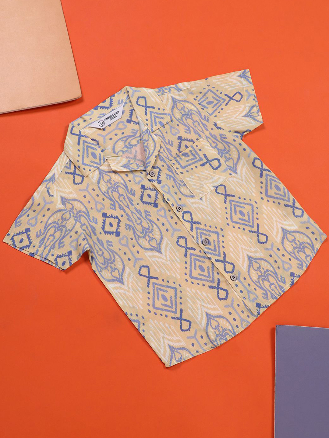 Jumping Joey Boys Comfort Spread Collar Ethnic Motifs Printed Cotton Casual Shirt