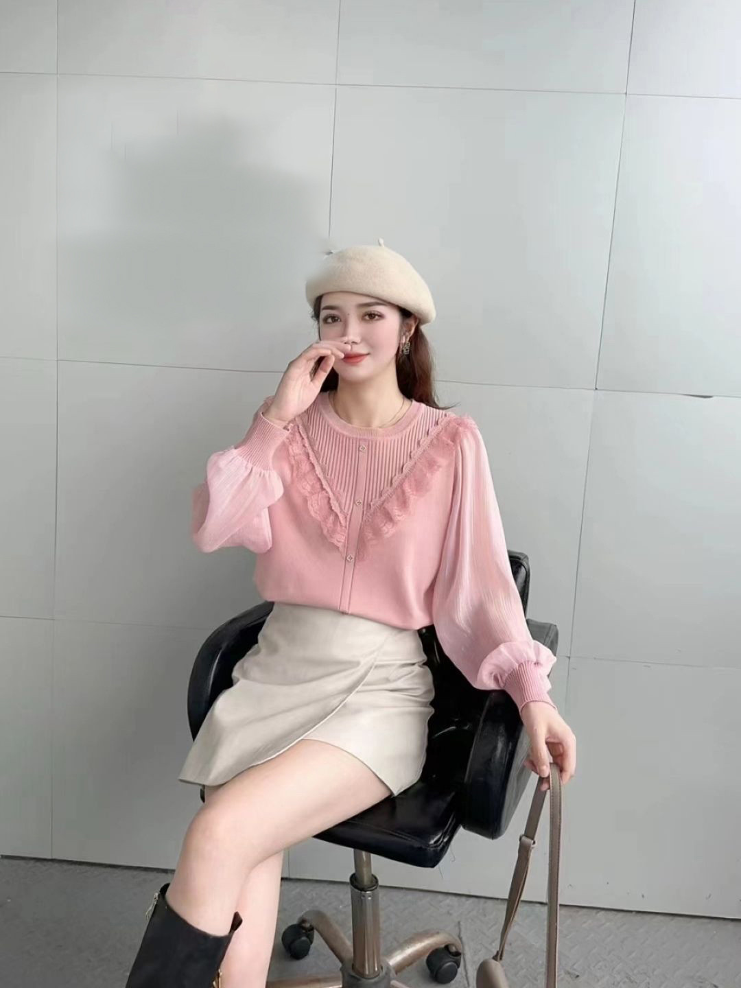 KPOP Women Round Neck Long Sleeves Top