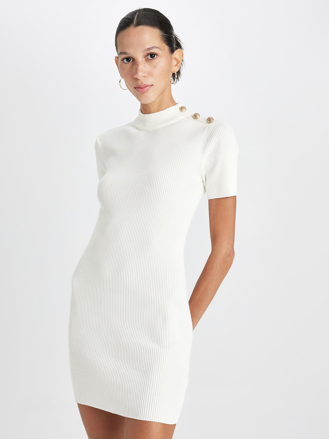 DeFacto Women Turtle Neck Bodycon Mini Dress
