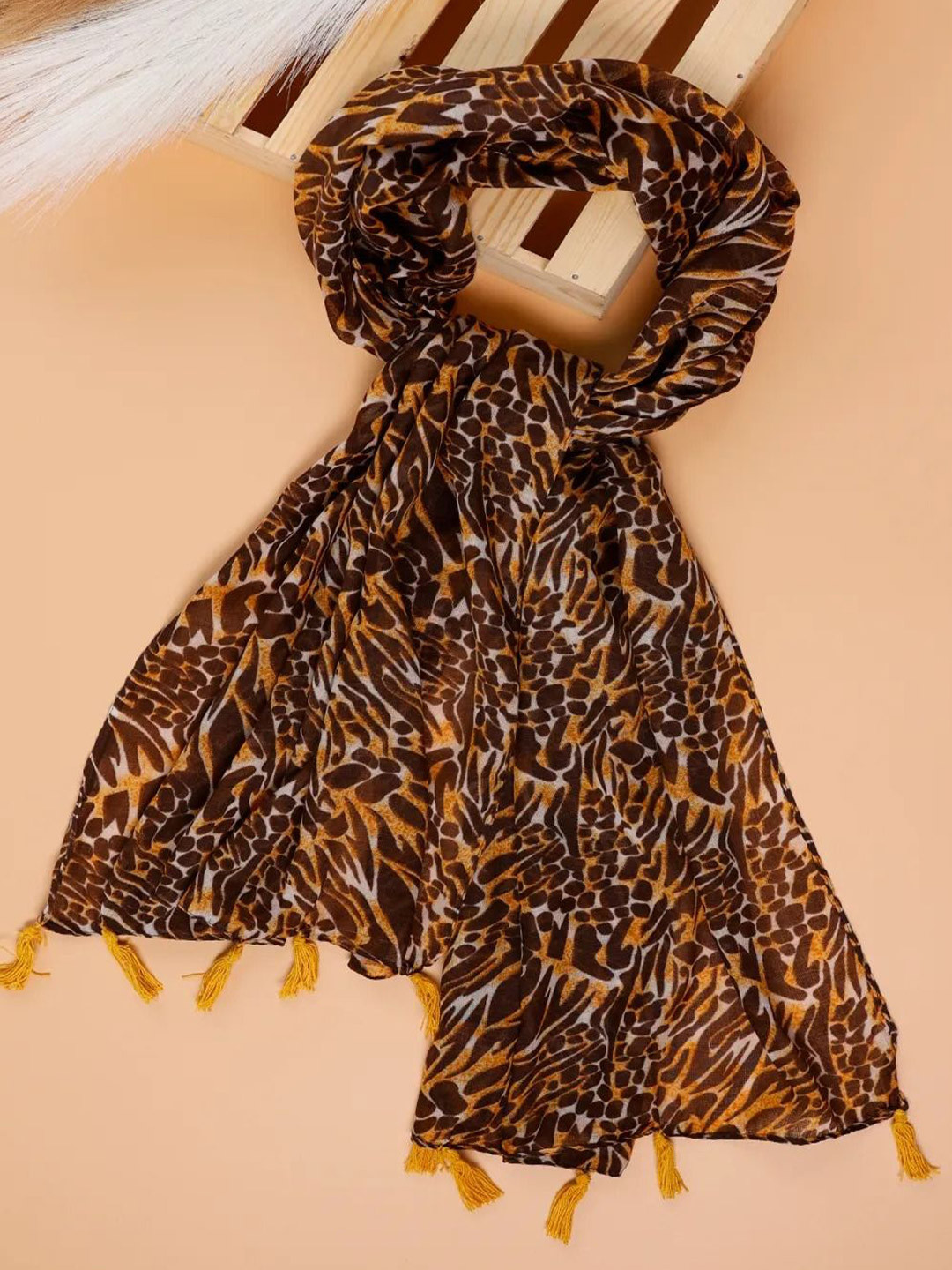 Jewelz Girls Animal Printed Stole with Tassel