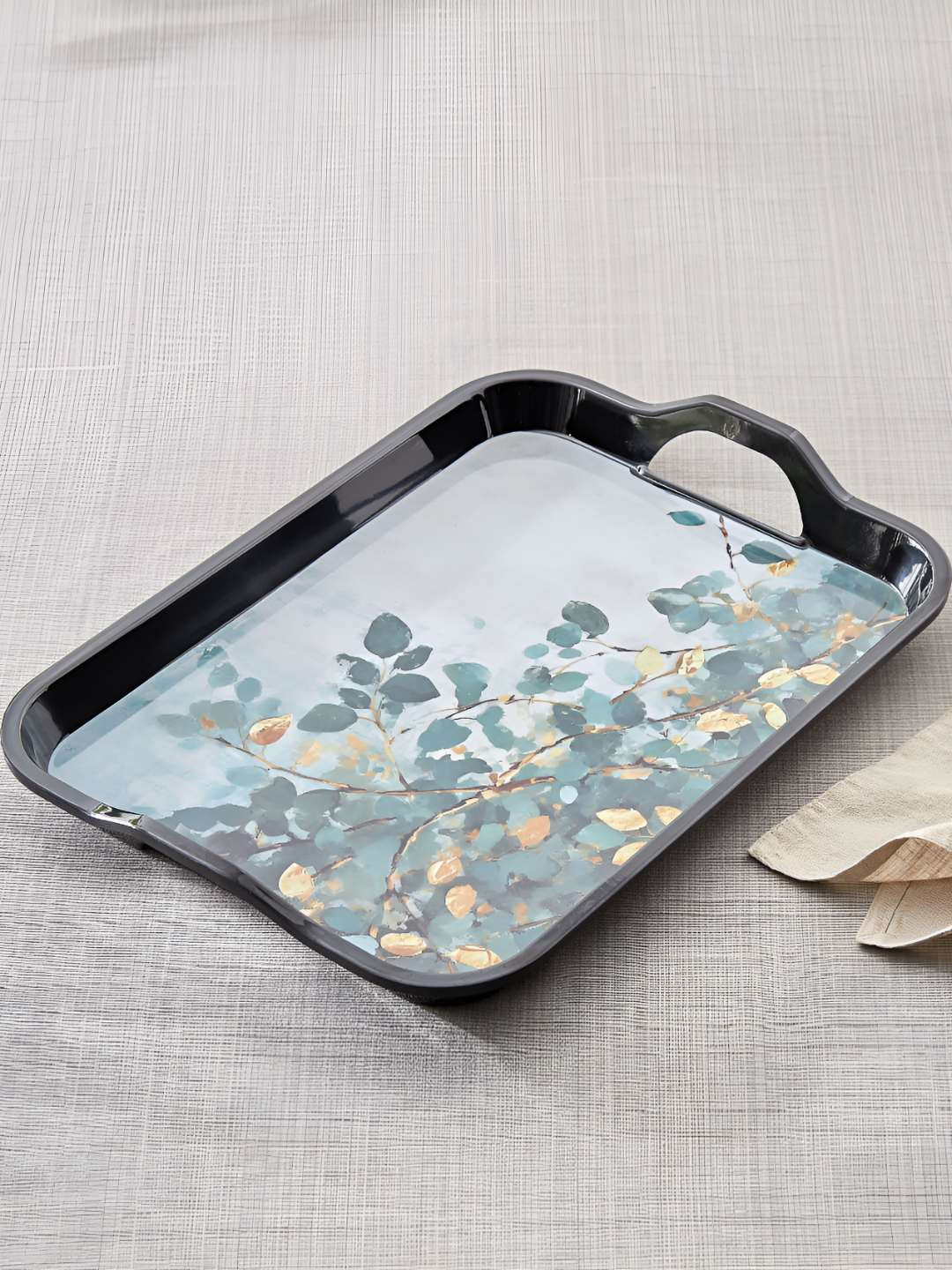 Home Centre Blue 2020 Melamine 1 Pieces Hand-Painted Serving Tray