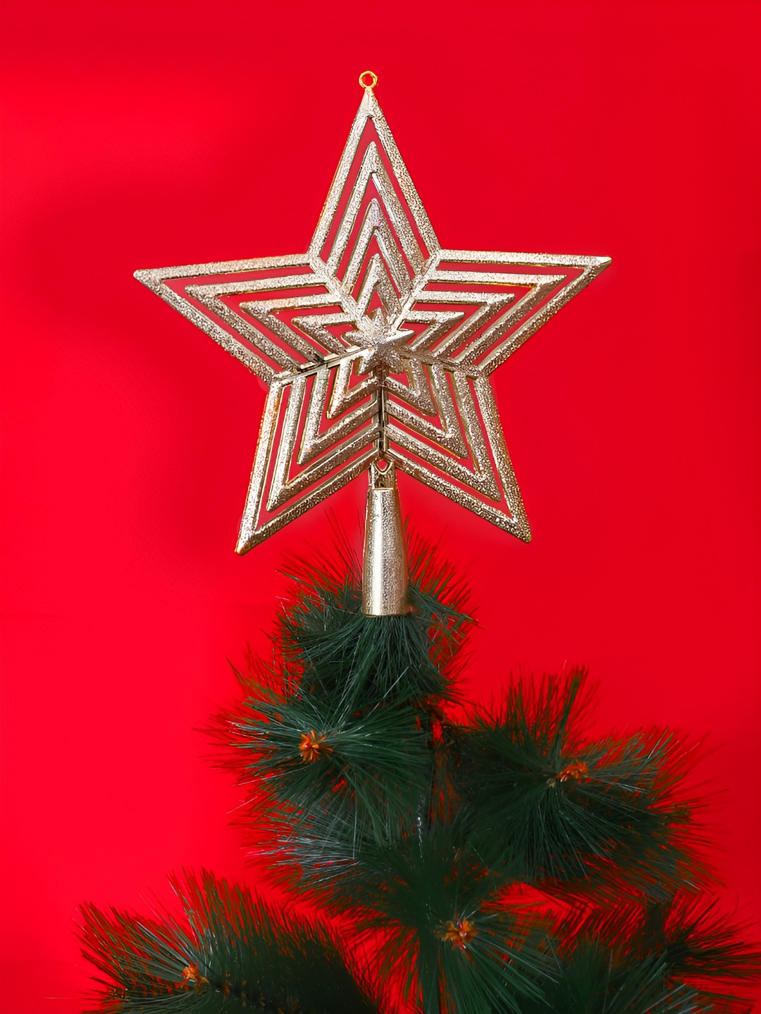 TAYHAA Set Of 2 Yellow Shimmering Sparkle Star Topper