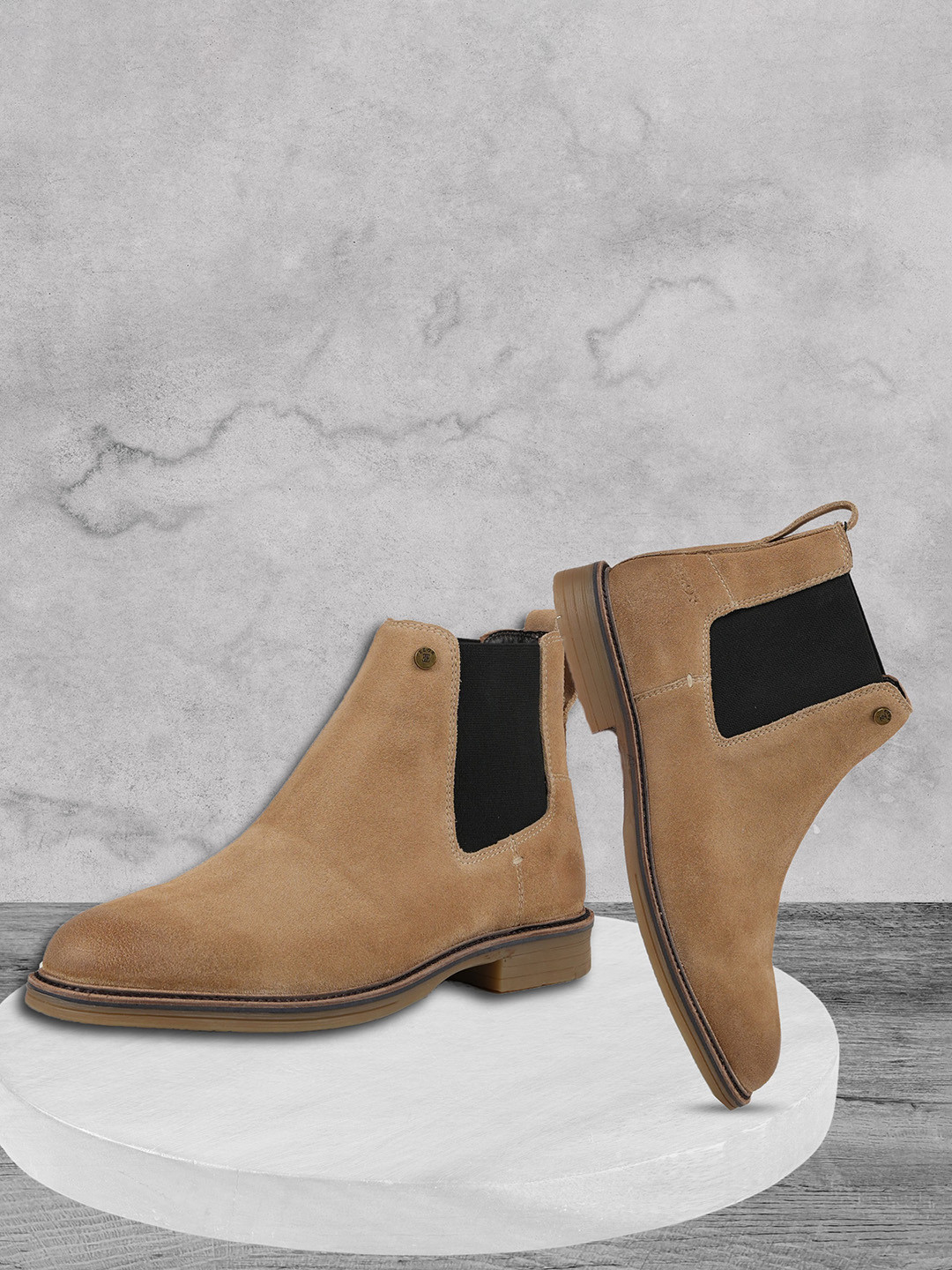 EZOK Men Leather Slip On Chelsea Boots