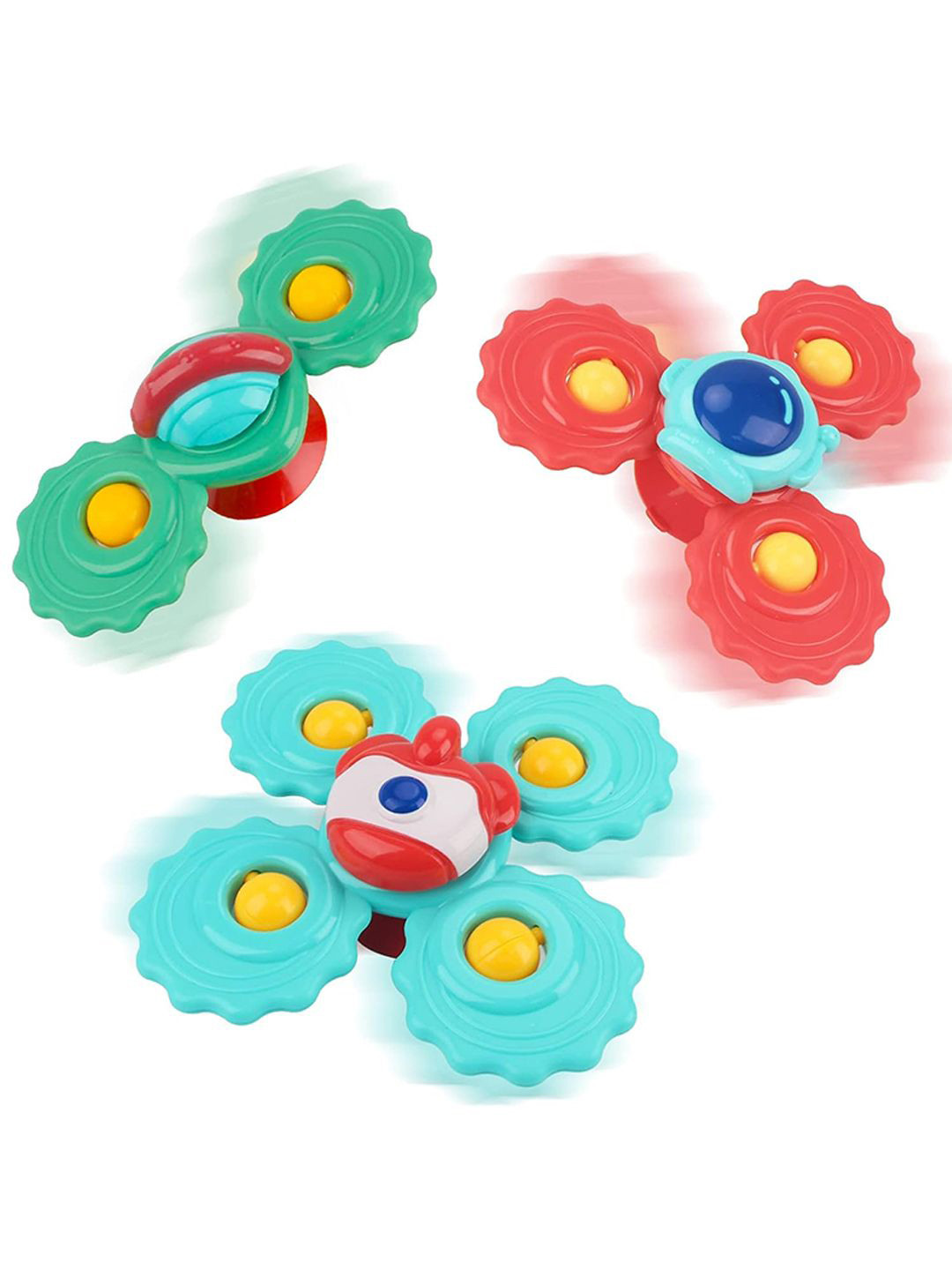 Kidology Pack Of 3 Silicone Suction Spinner Toy