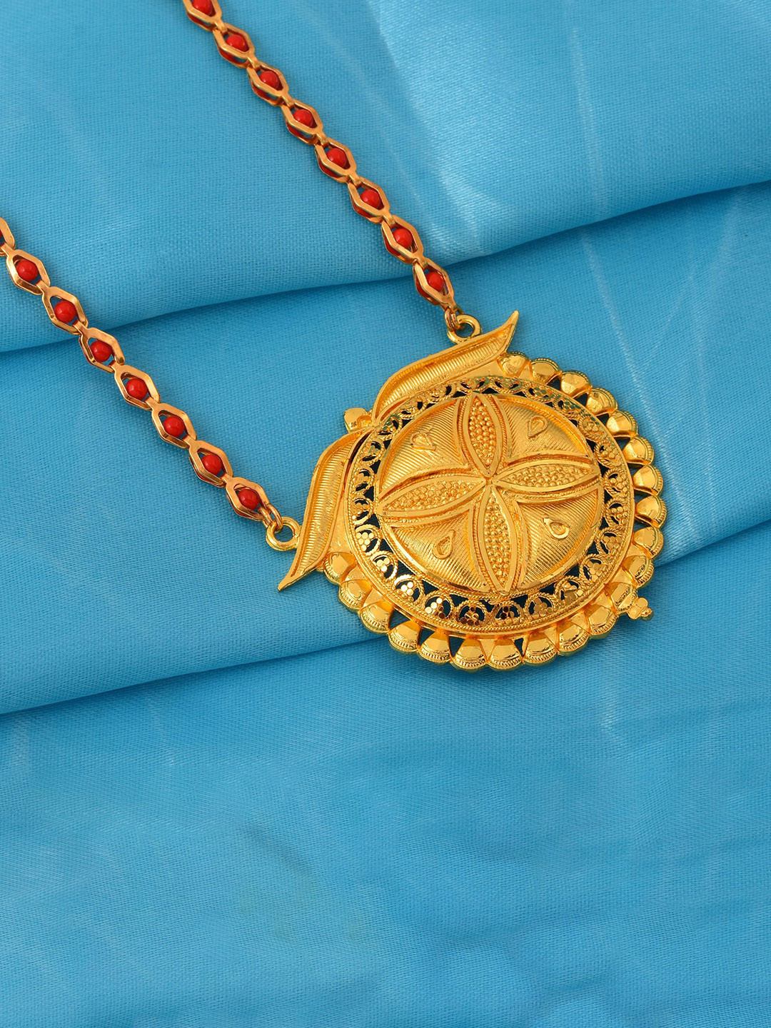 MEMOIR Gold-Plated Artificial Beads Big Round Handmade Royal Mangalsutra