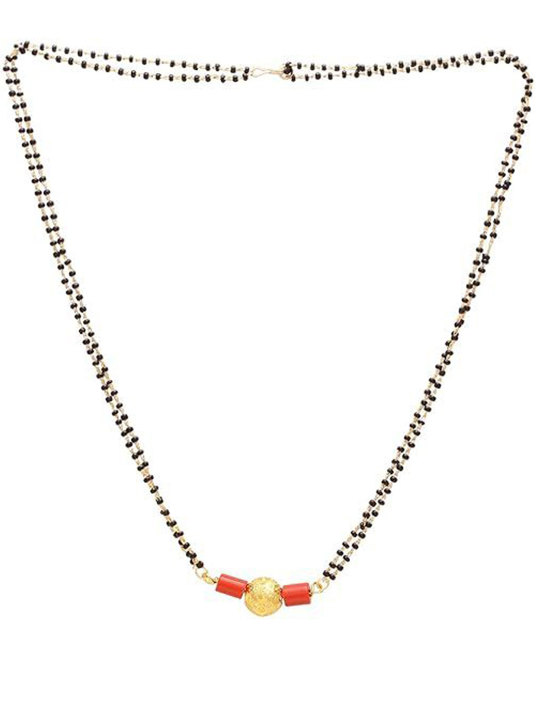 MEMOIR Gold-Plated CZ Studded 3 Lakshmi Laxmi Coin Ginni Mangalsutra