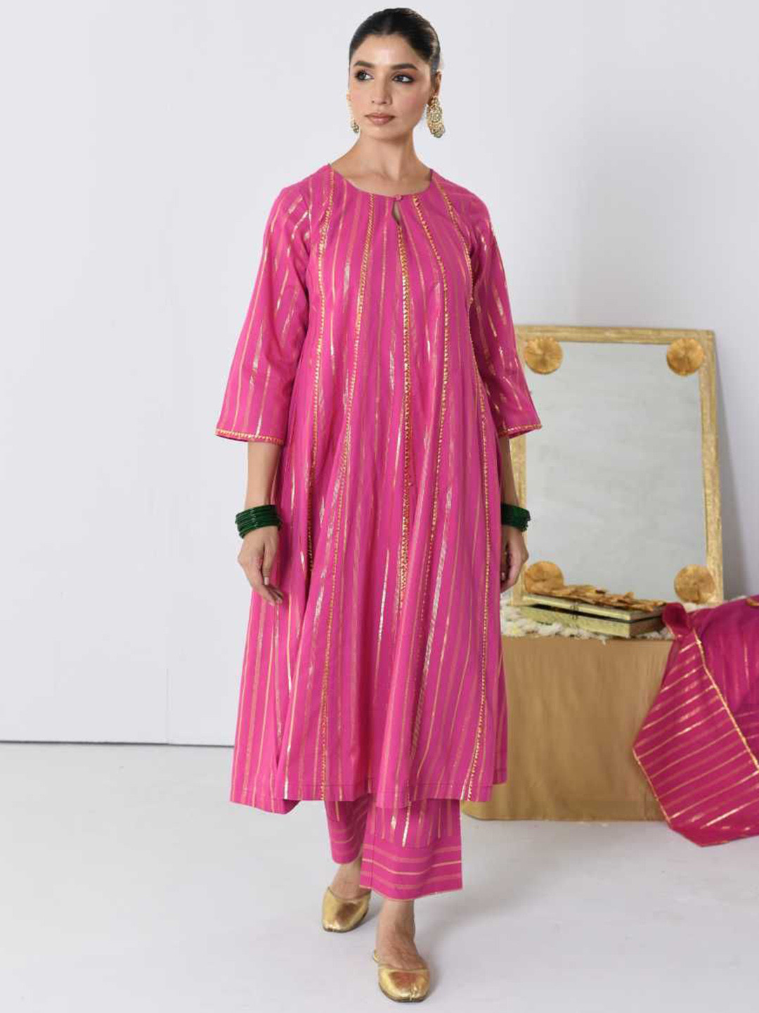 PINK CACTII Women Regular Kurta with Pyjamas & With Dupatta