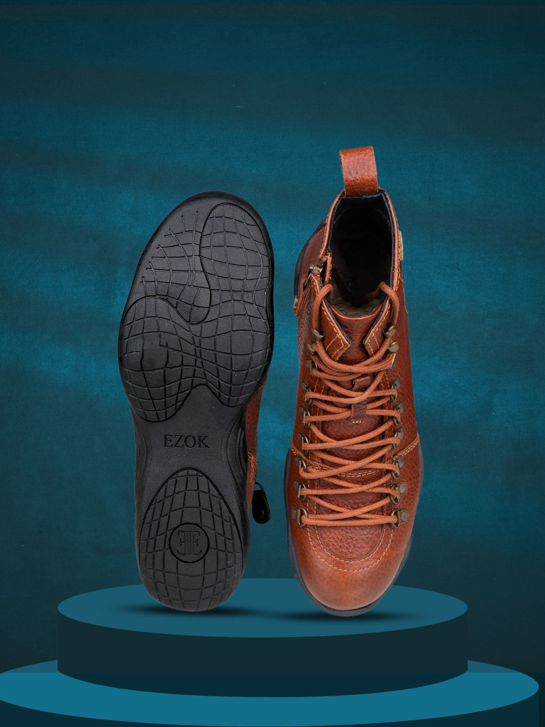 EZOK Men Lace Up Leather Boots