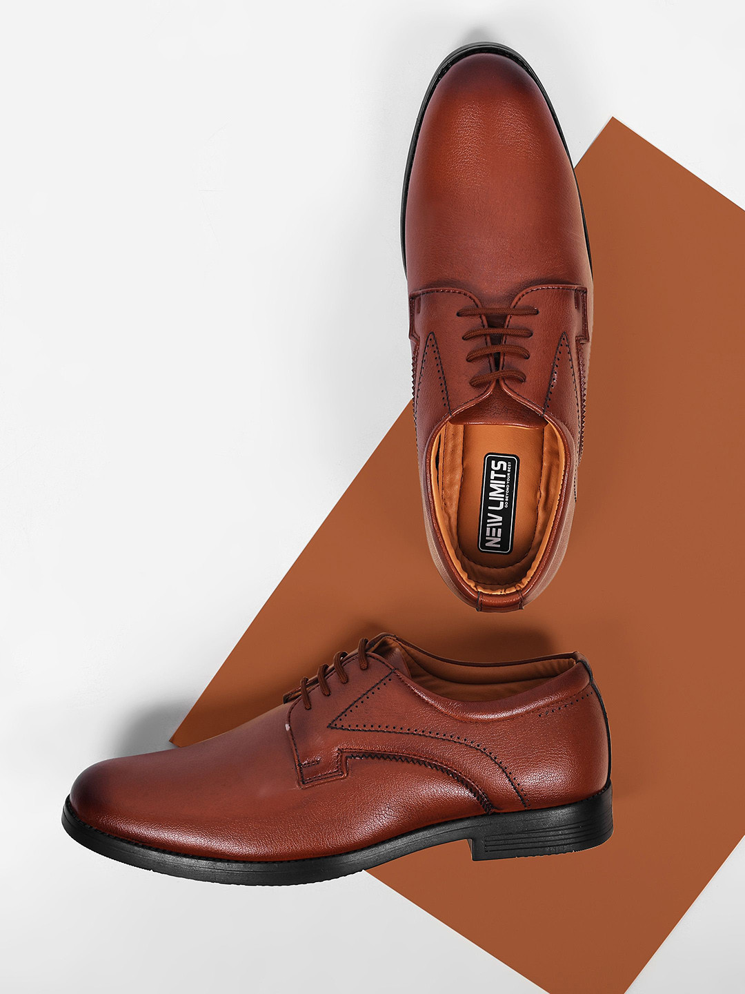 NEW LIMITS Men Round Toe Derbys Lace Up Formal Shoes