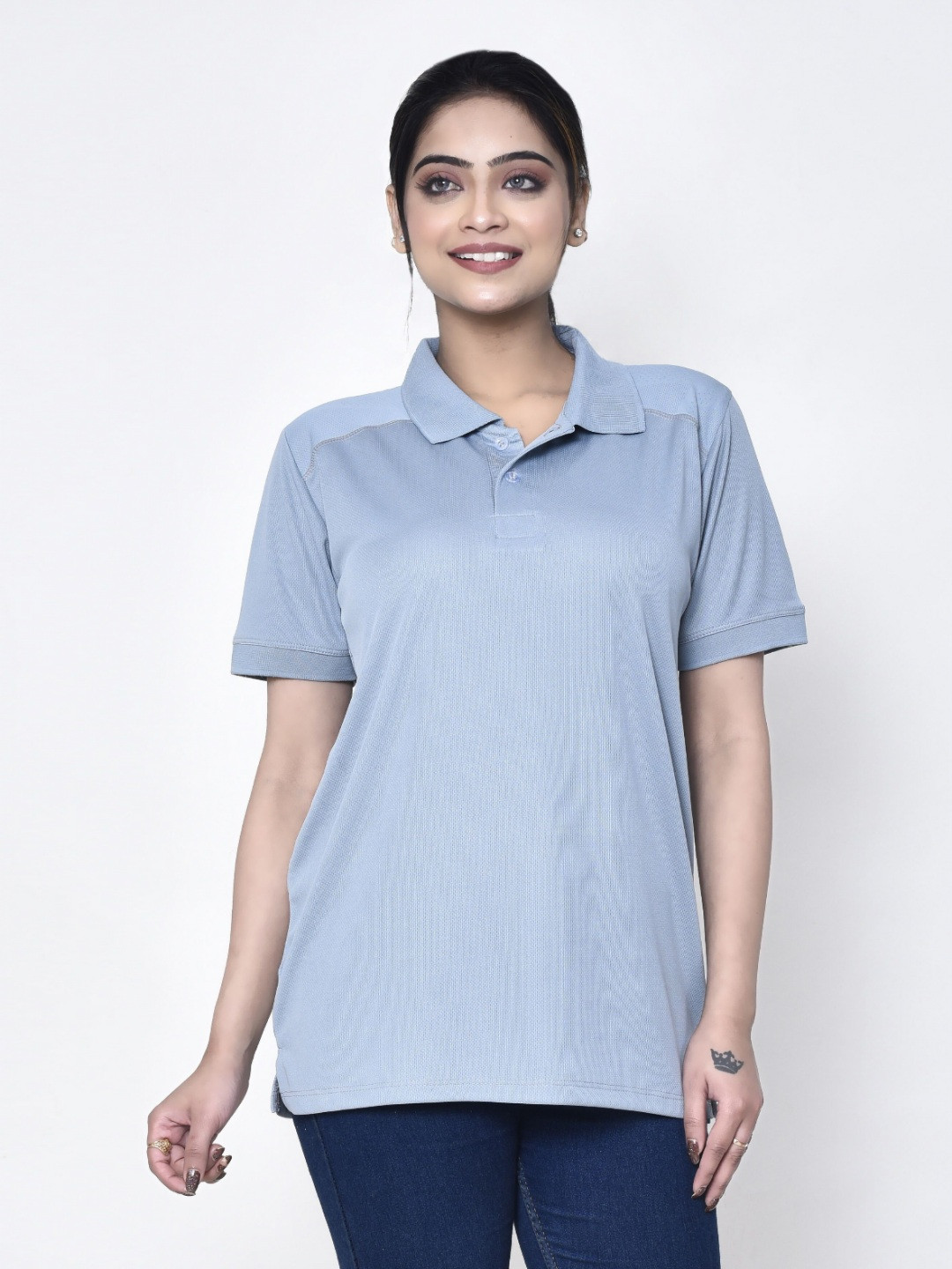 RAPL Women Polo Neck Collar T-shirt